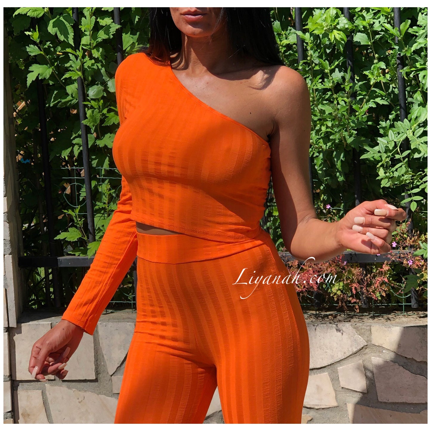 Ensemble Crop Top + Pantalon Modèle AZEA ORANGE