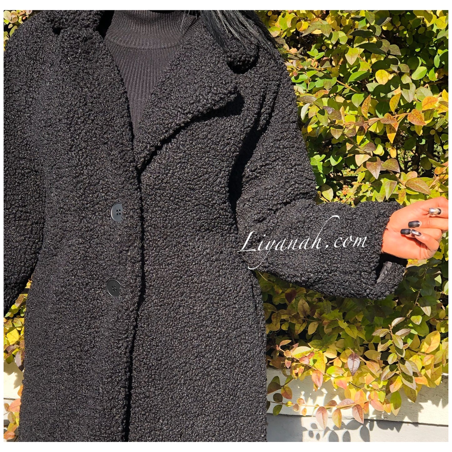 Teddy Coat Long OVERSIZE (COUPE LARGE) Modèle LEANA NOIR