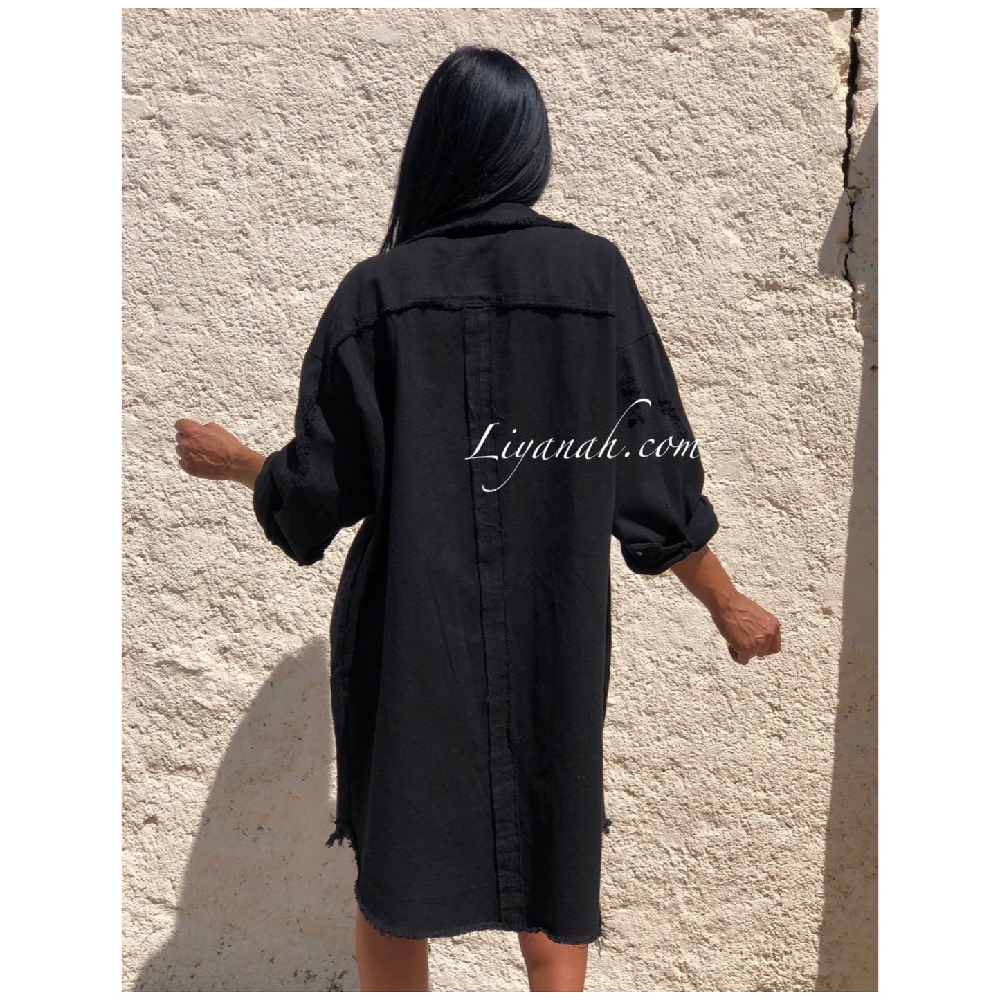 CHEMISE Longue (Style Robe) Modèle BAO NOIR