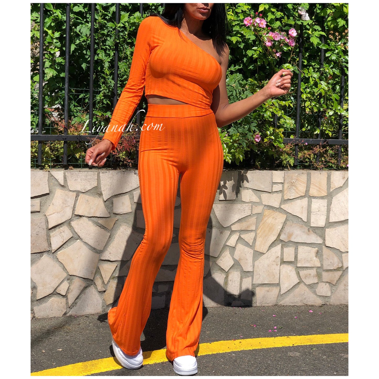 Ensemble Crop Top + Pantalon Modèle AZEA ORANGE