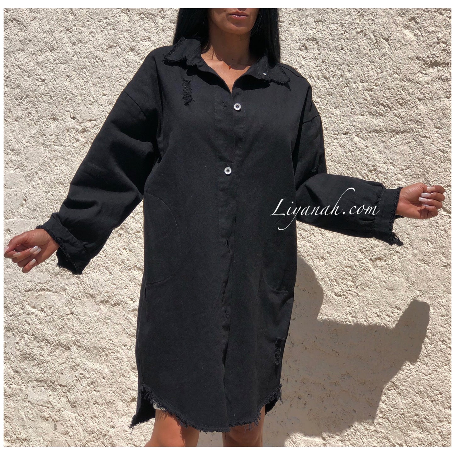 CHEMISE Longue (Style Robe) Modèle BAO NOIR