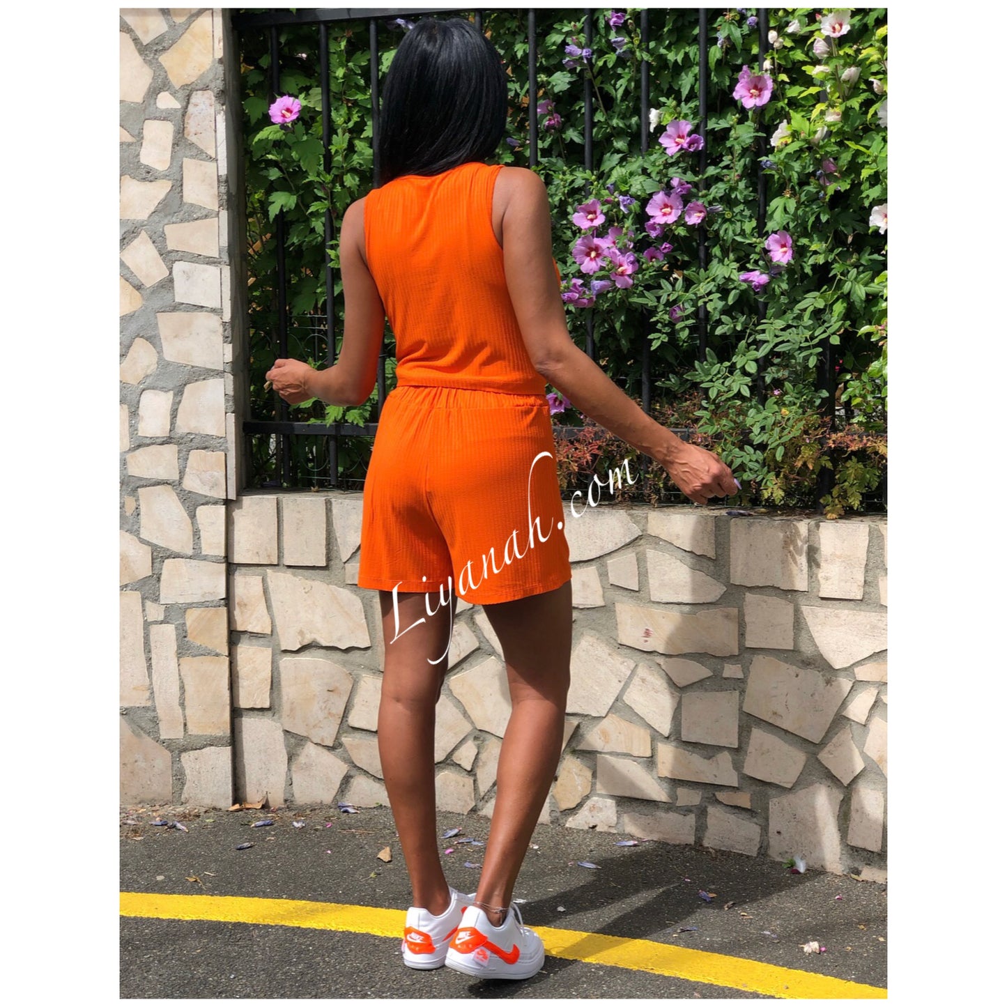 Ensemble Top + Short Modèle VAMALA ORANGE