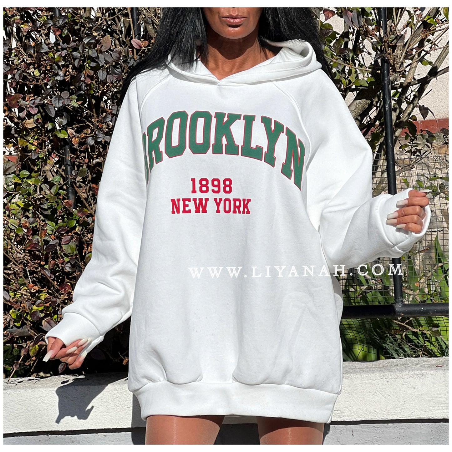 SWEAT à capuche Modèle BROOKLYN BLANC