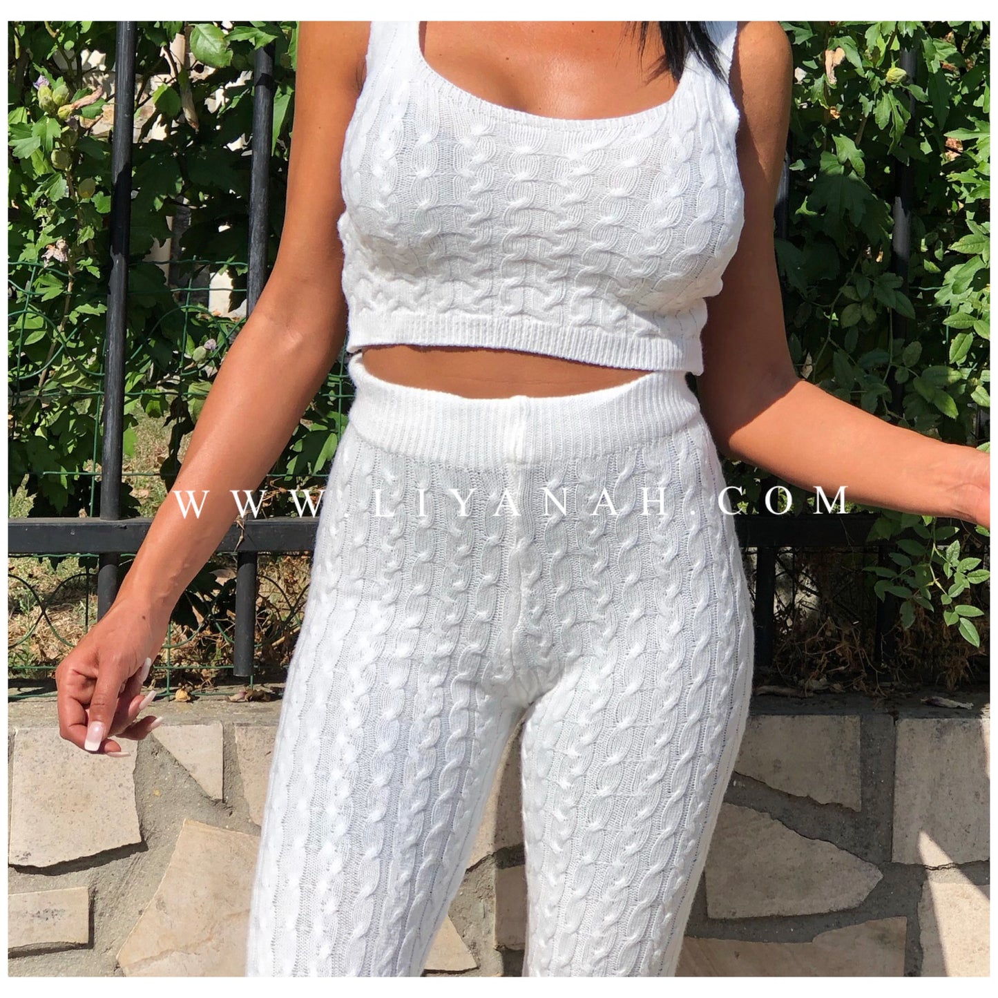 Ensemble Crop Top + Legging Modèle SVANA BLANC