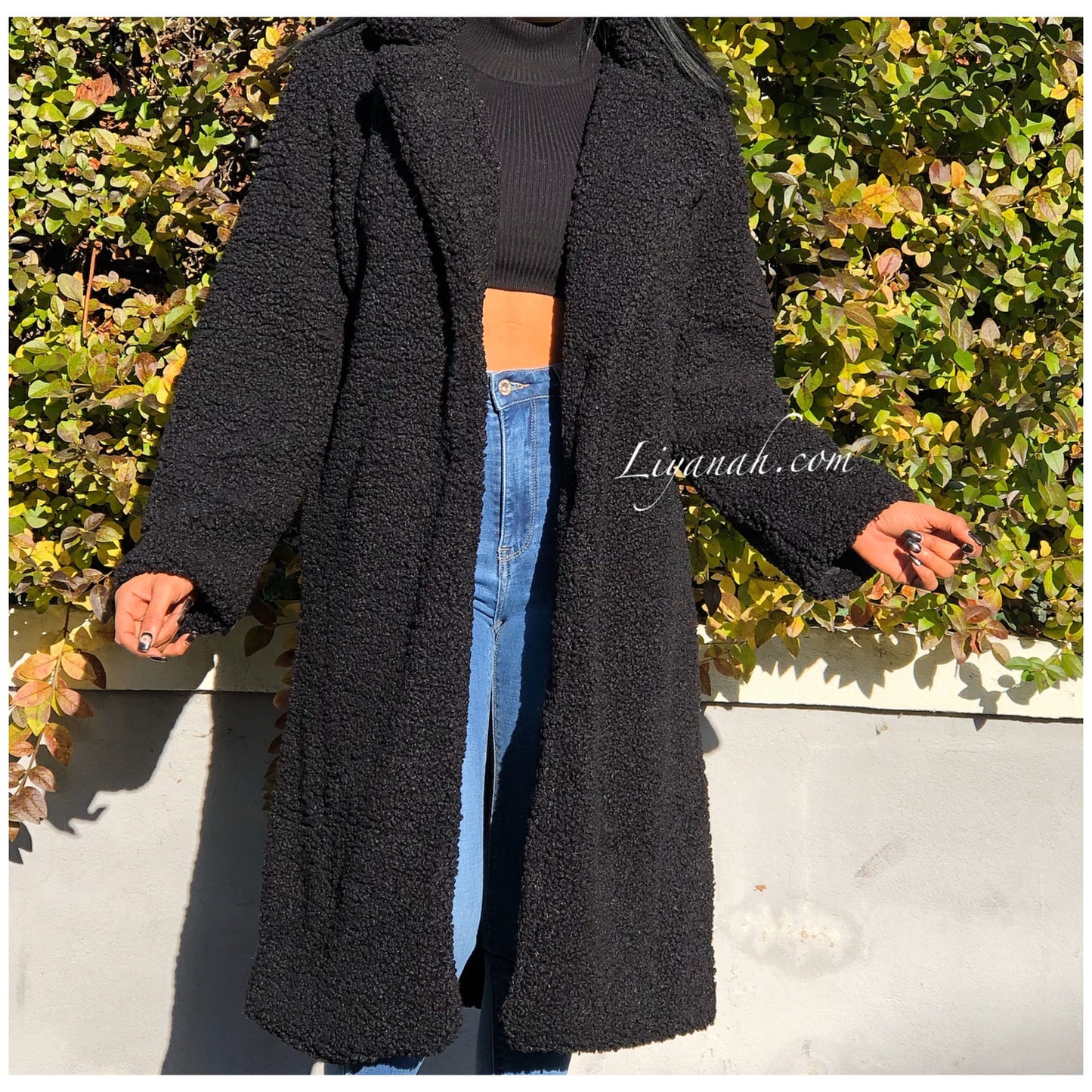 Teddy Coat Long OVERSIZE (COUPE LARGE) Modèle LEANA NOIR