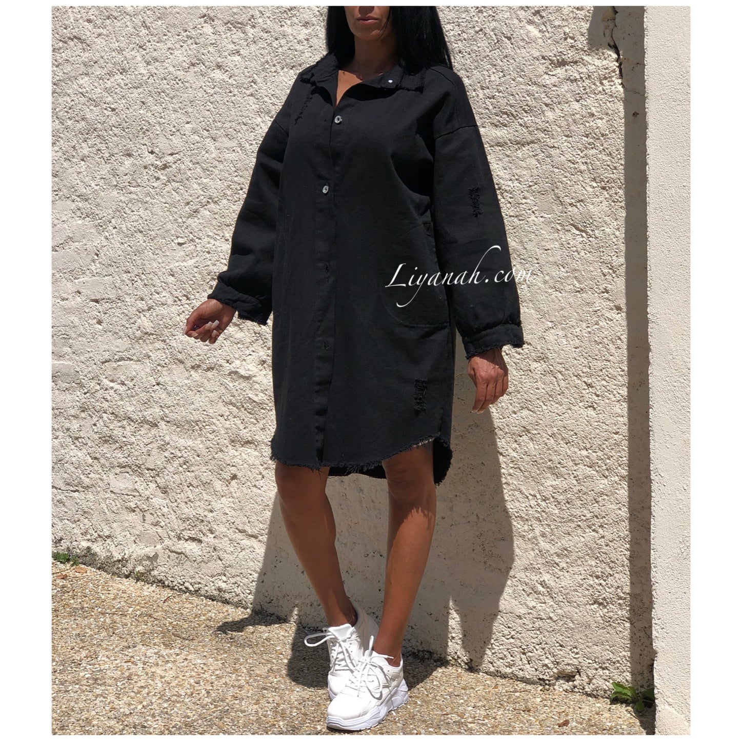 CHEMISE Longue (Style Robe) Modèle BAO NOIR