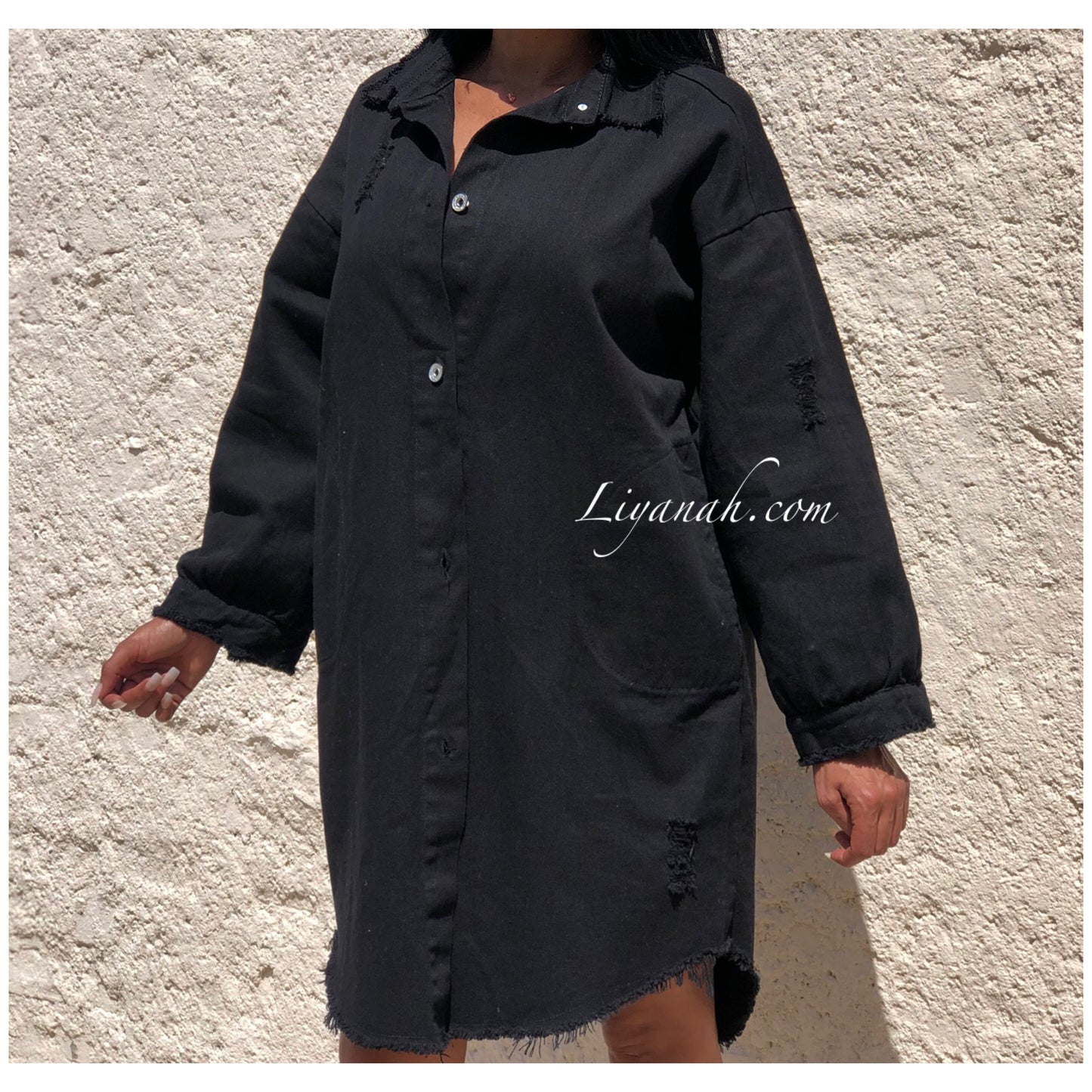 CHEMISE Longue (Style Robe) Modèle BAO NOIR