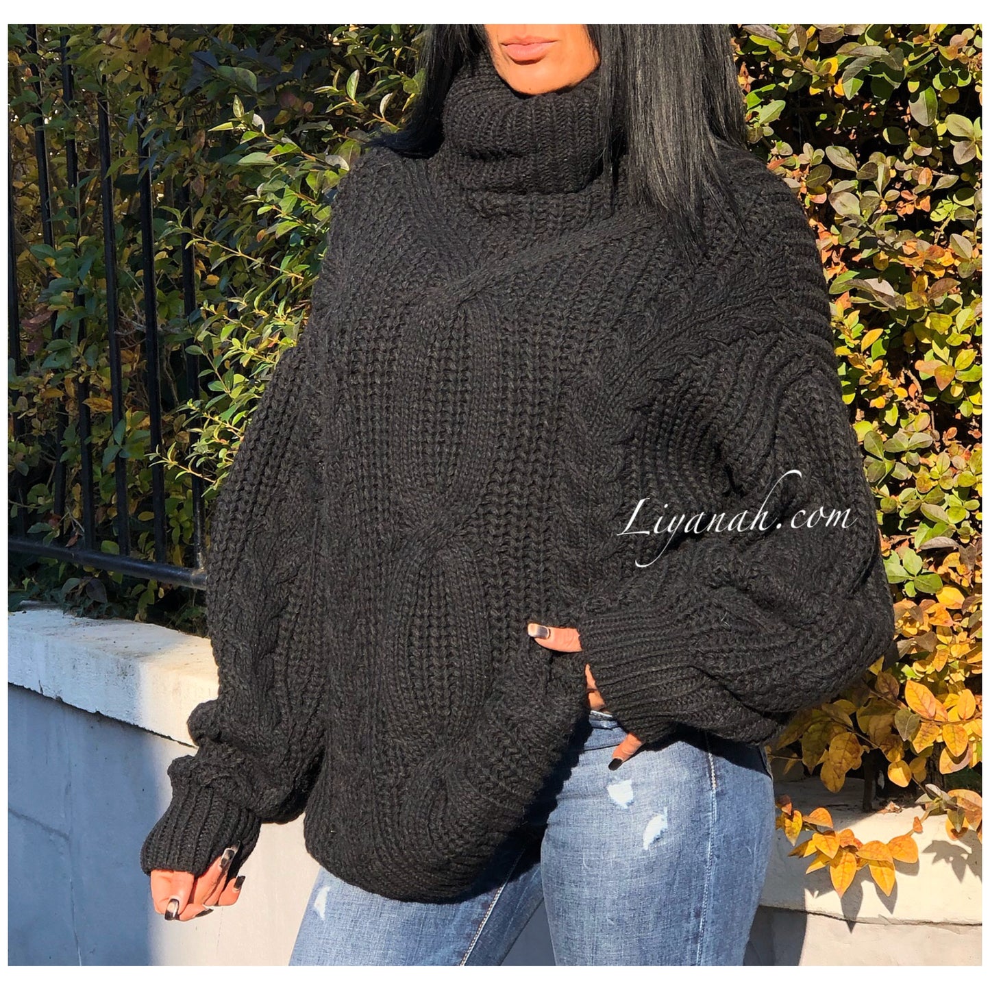 PULL MI-LONG Oversize Modèle ALLIEL Noir