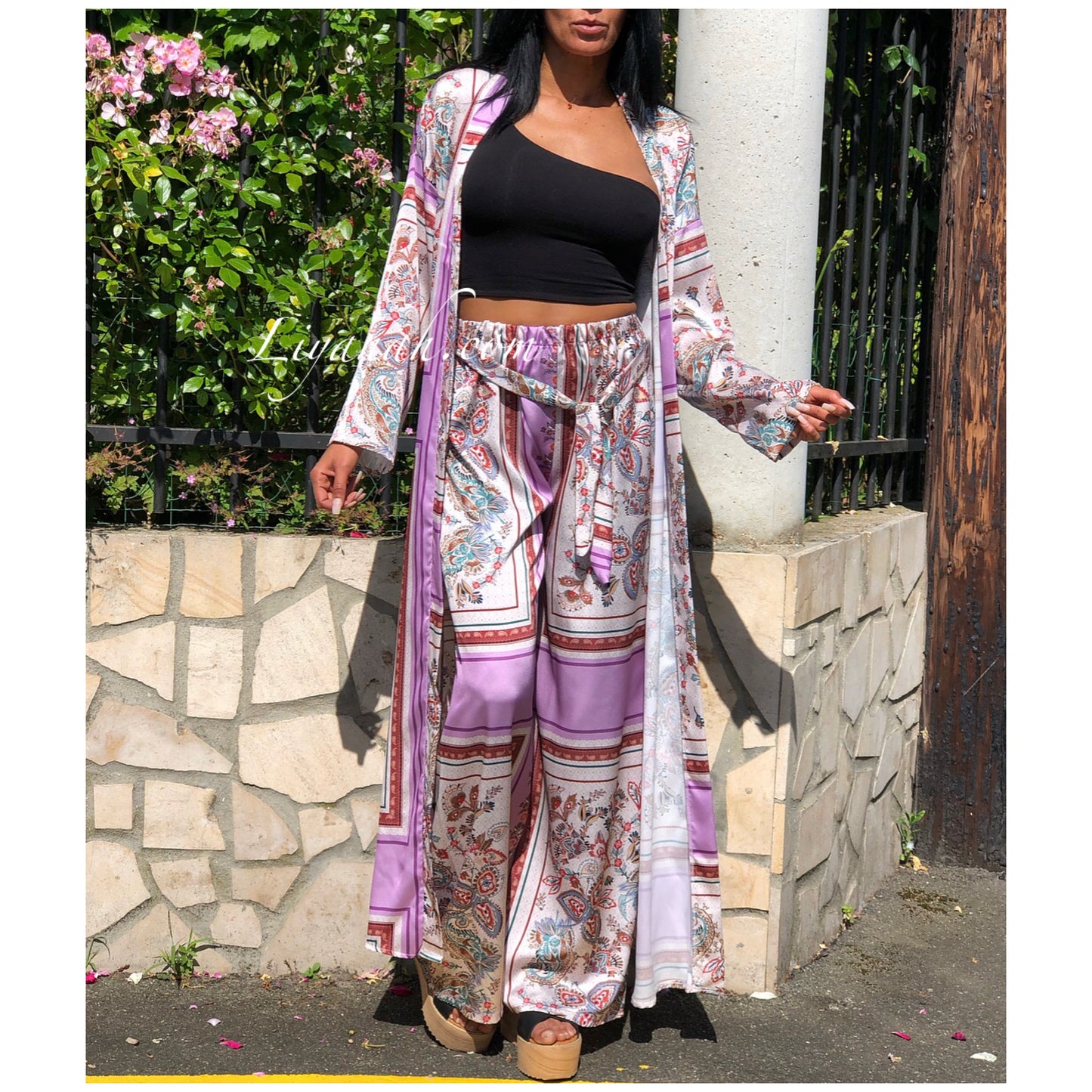 Ensemble Modèle LAYINA Kimono + Pantalon LAVANDE