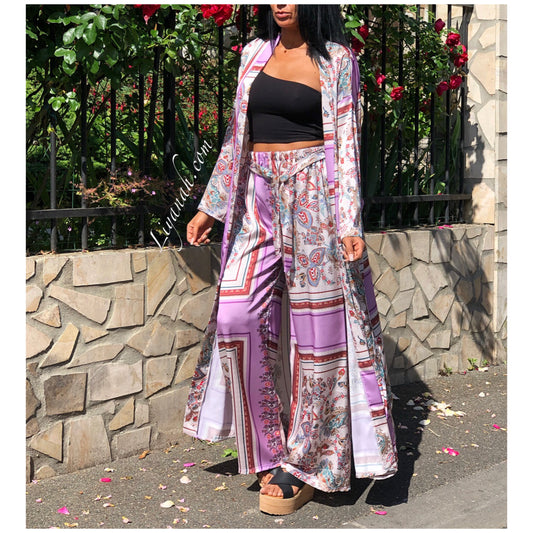 Ensemble Modèle LAYINA Kimono + Pantalon LAVANDE