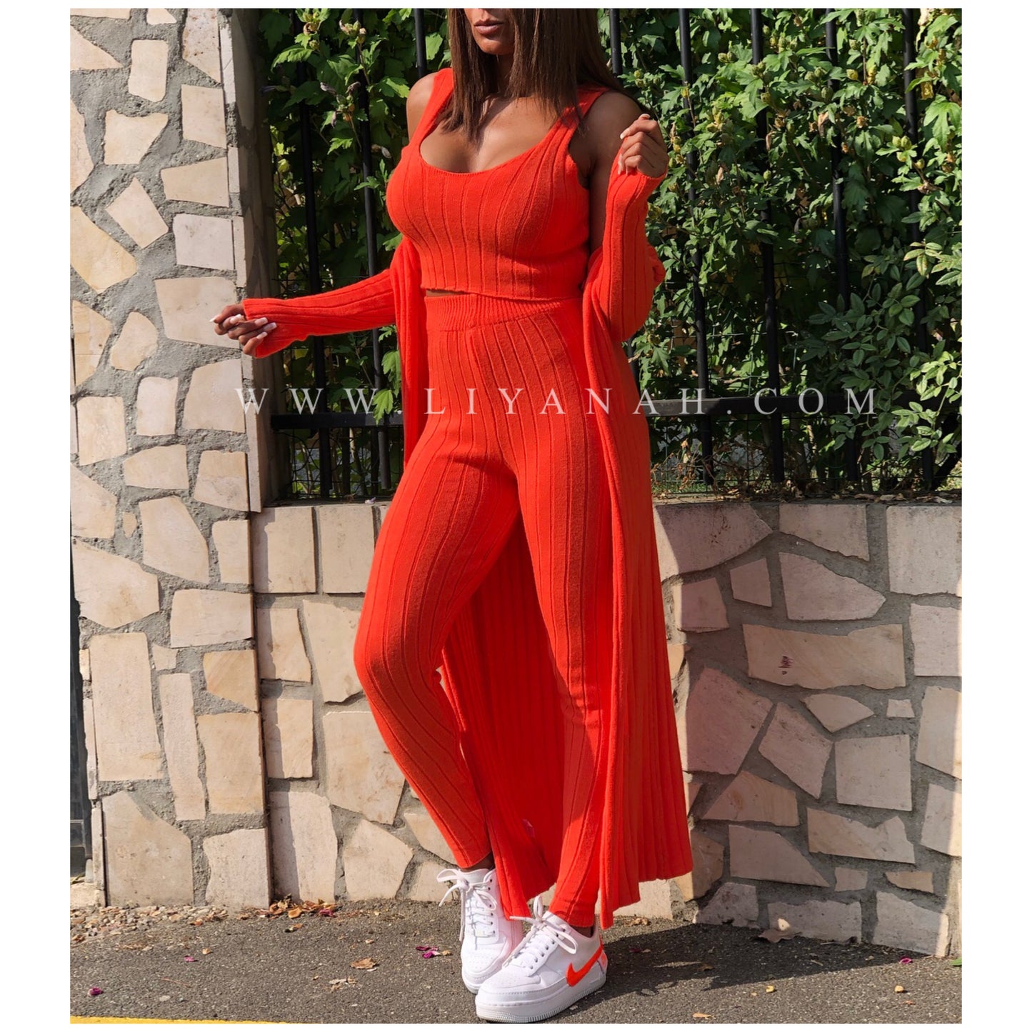 Ensemble Top + Legging + Gilet Modèle ALAYA ORANGE