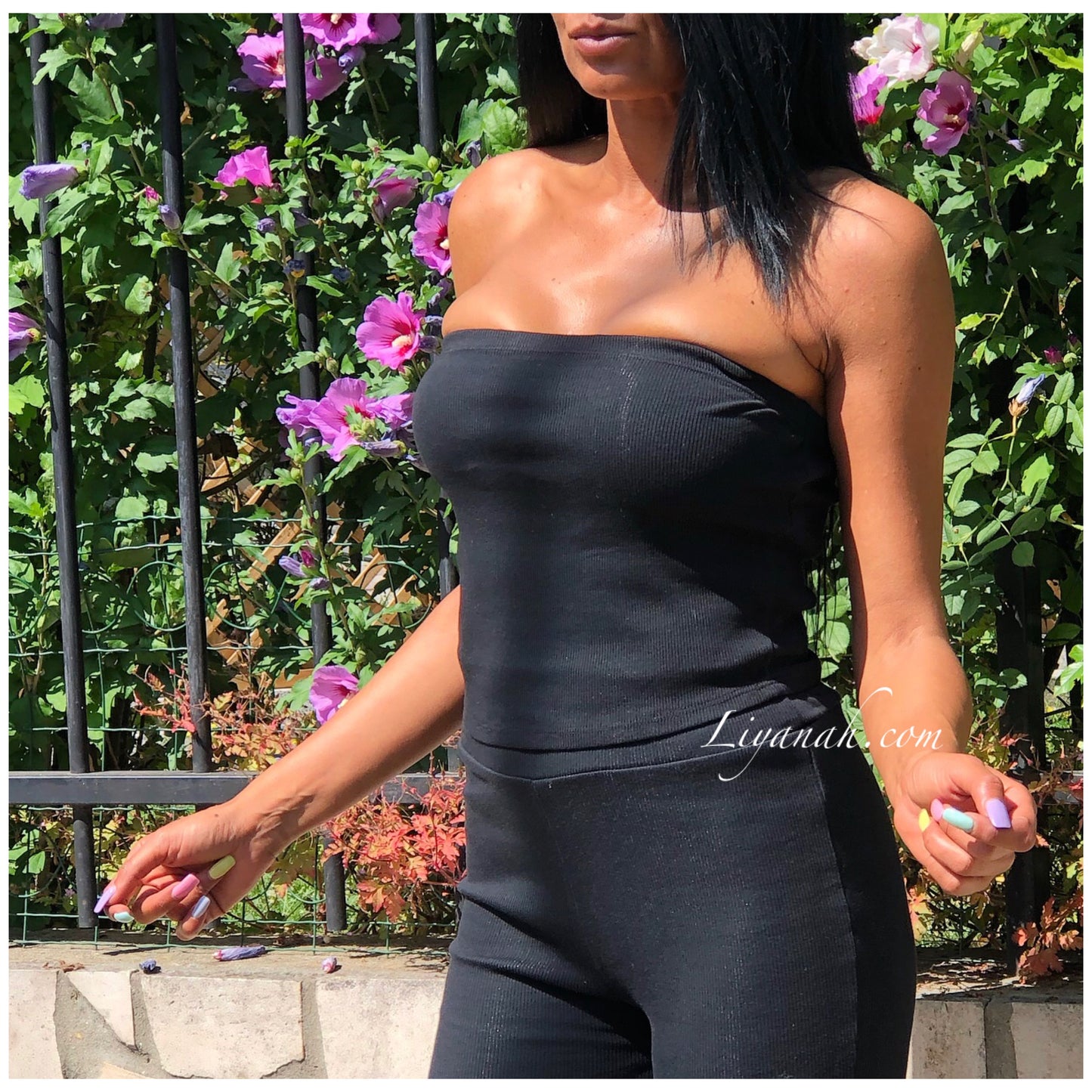 Ensemble Crop Top + Cycliste Modèle HOANIA NOIR