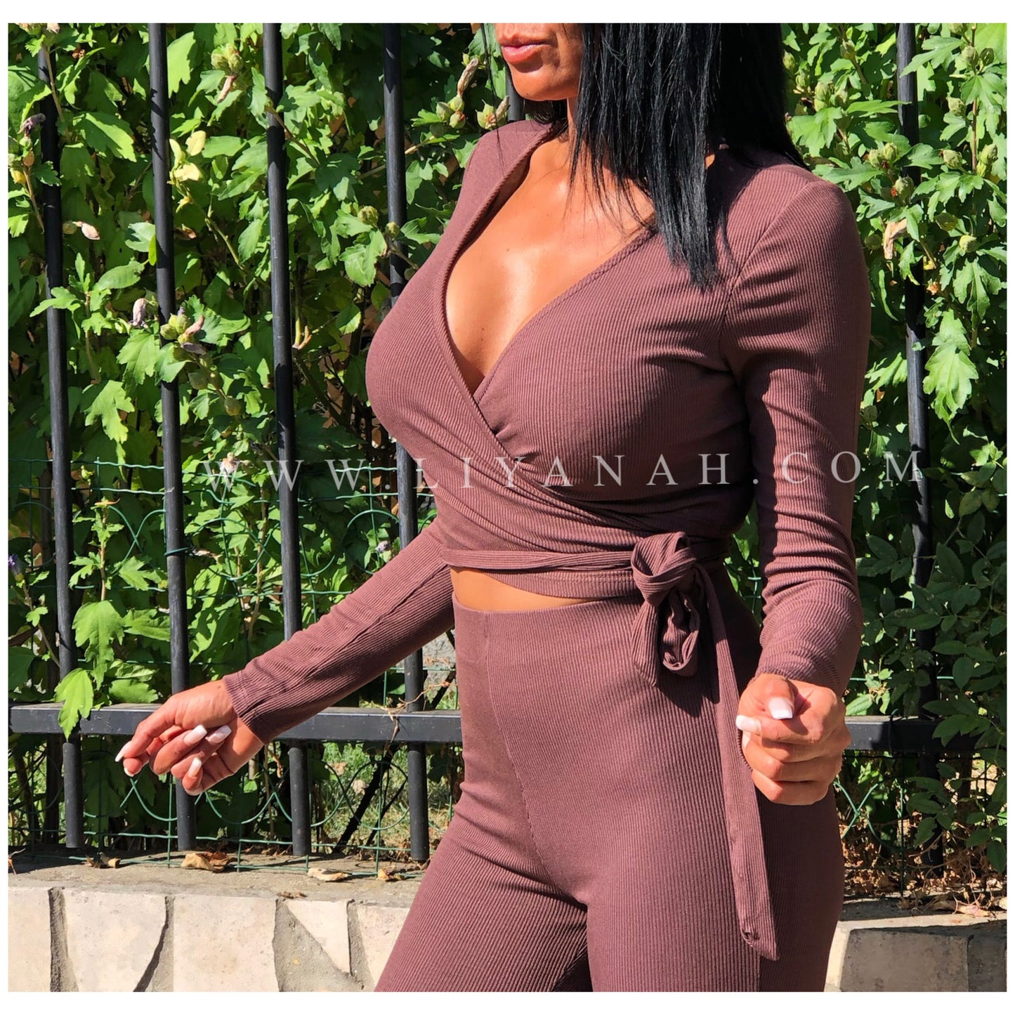 Ensemble Cache cœur + Pantalon Modèle LUZA CHOCOLAT