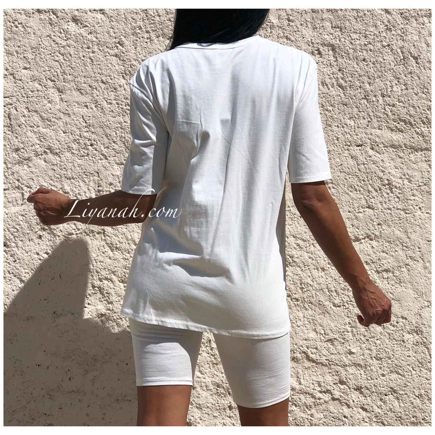 Ensemble T-shirt + Cycliste Modèle ADELA BLANC