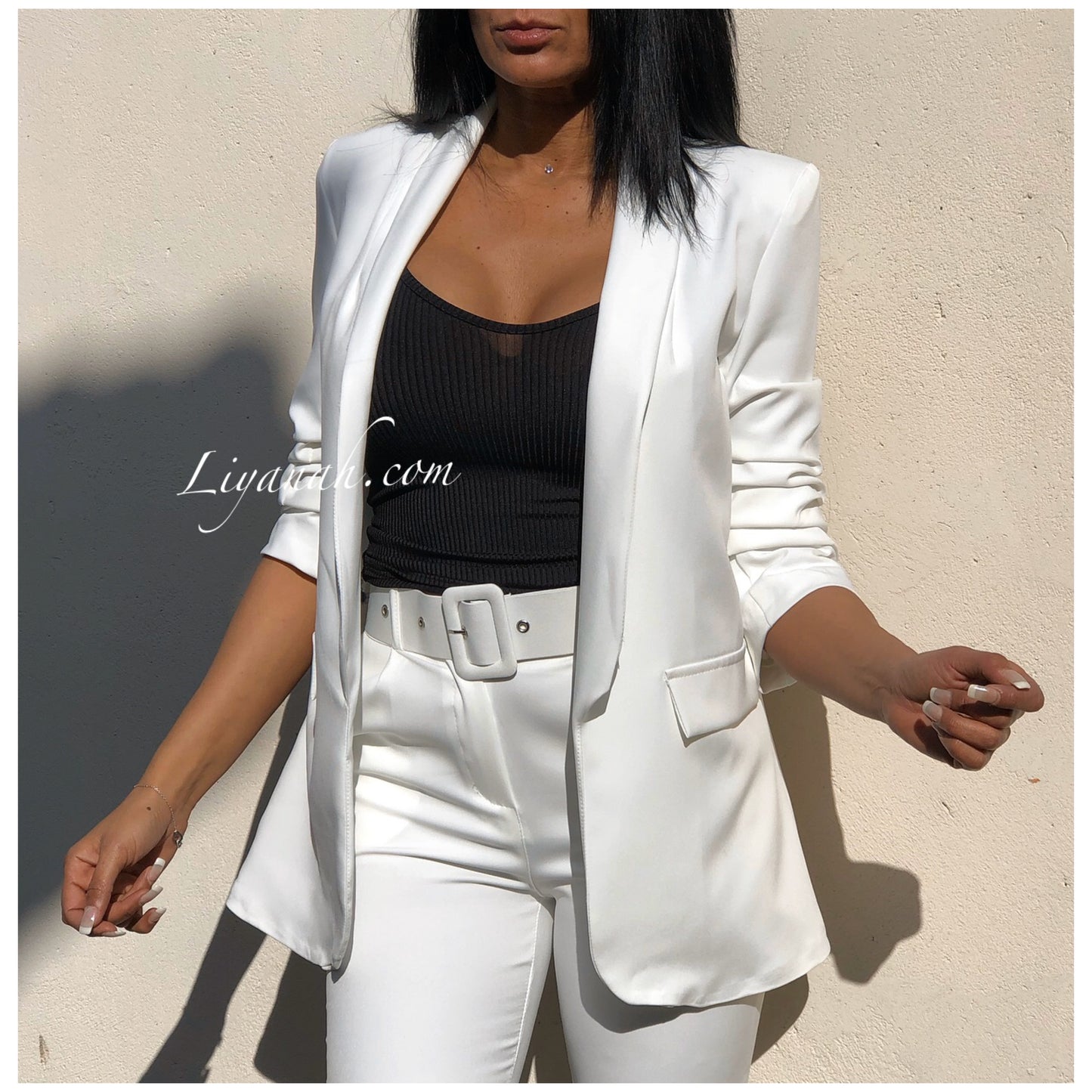 Tailleur Veste + Pantalon Modèle ROMANA BLANC