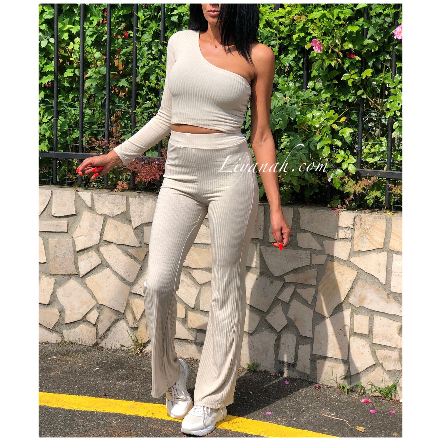 Ensemble Crop Top + Pantalon Modèle SALAYA / 5 couleurs