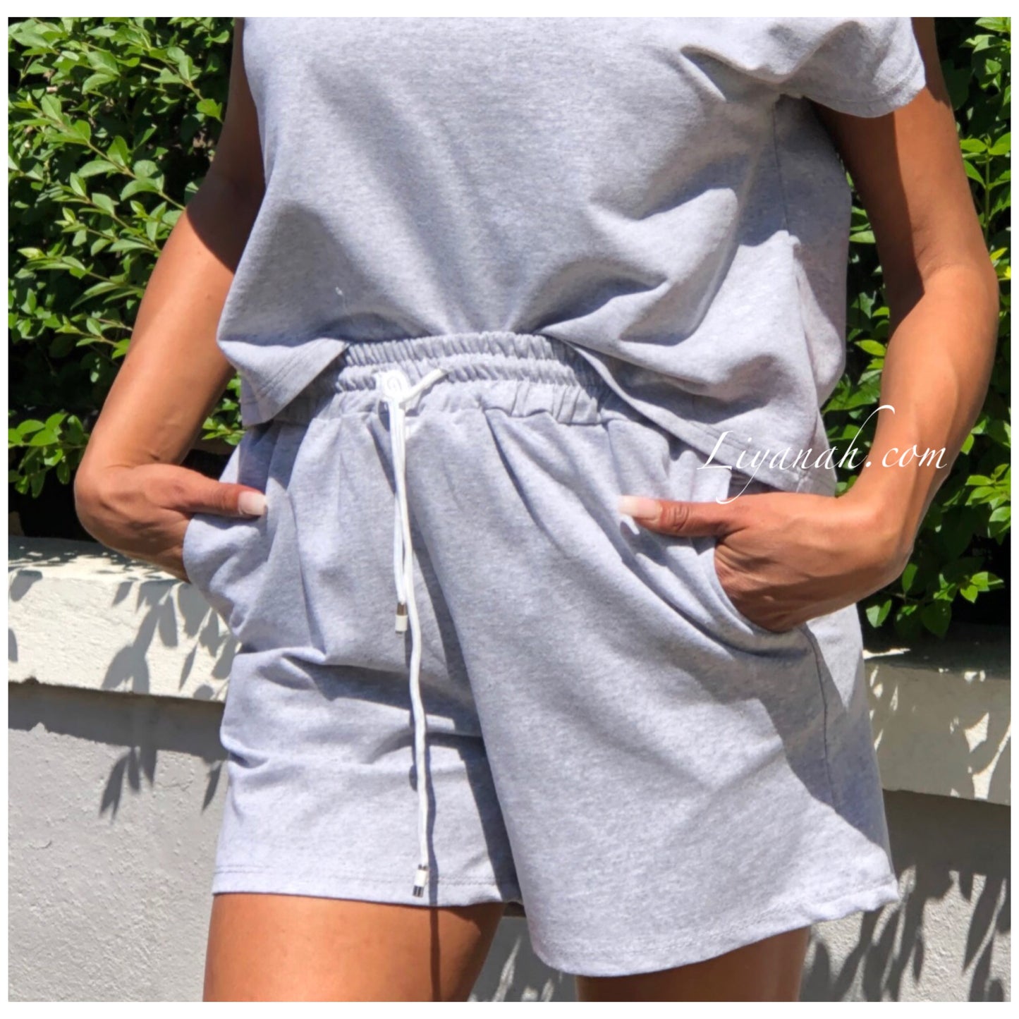 Ensemble Sweat + Short Modèle YANKELA GRIS