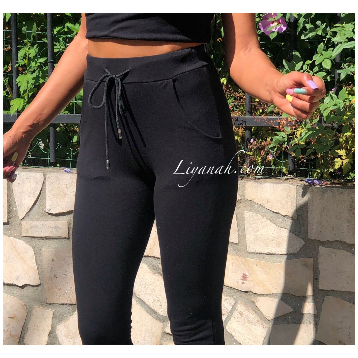 Ensemble Crop Top bandeau + Pantalon Modèle JARA NOIR