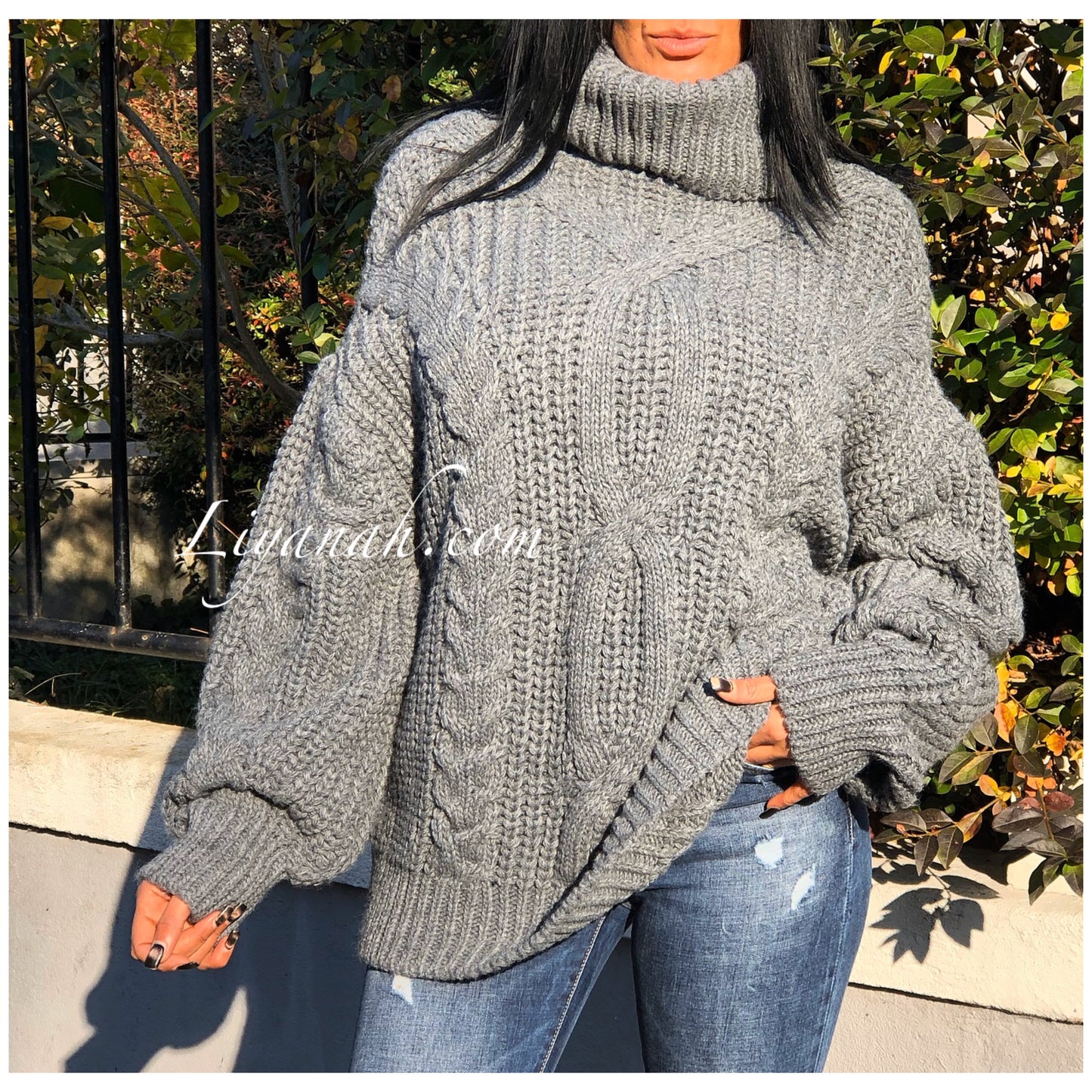 PULL MI-LONG Oversize Modèle ALLIEL Gris Foncé