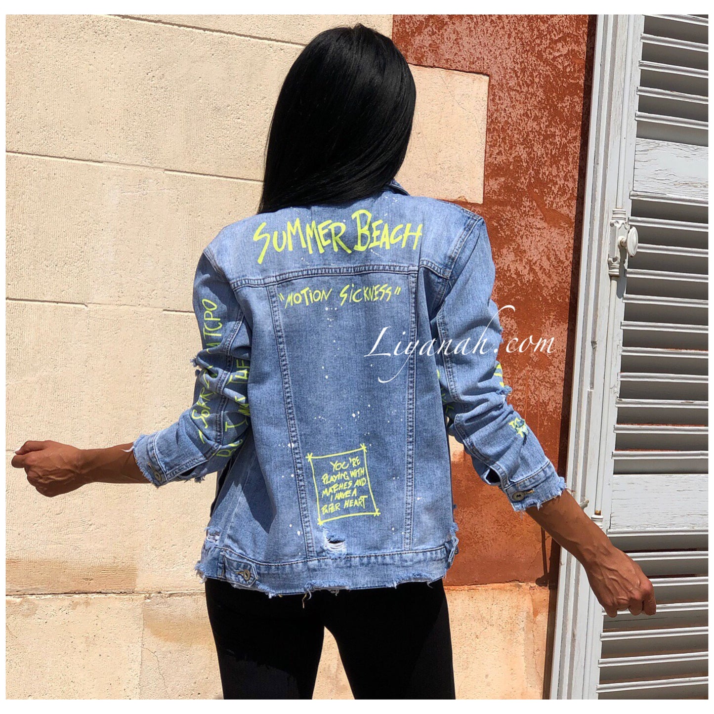 VESTE JEAN BLUE / YELLOW Modèle ONE LOVE