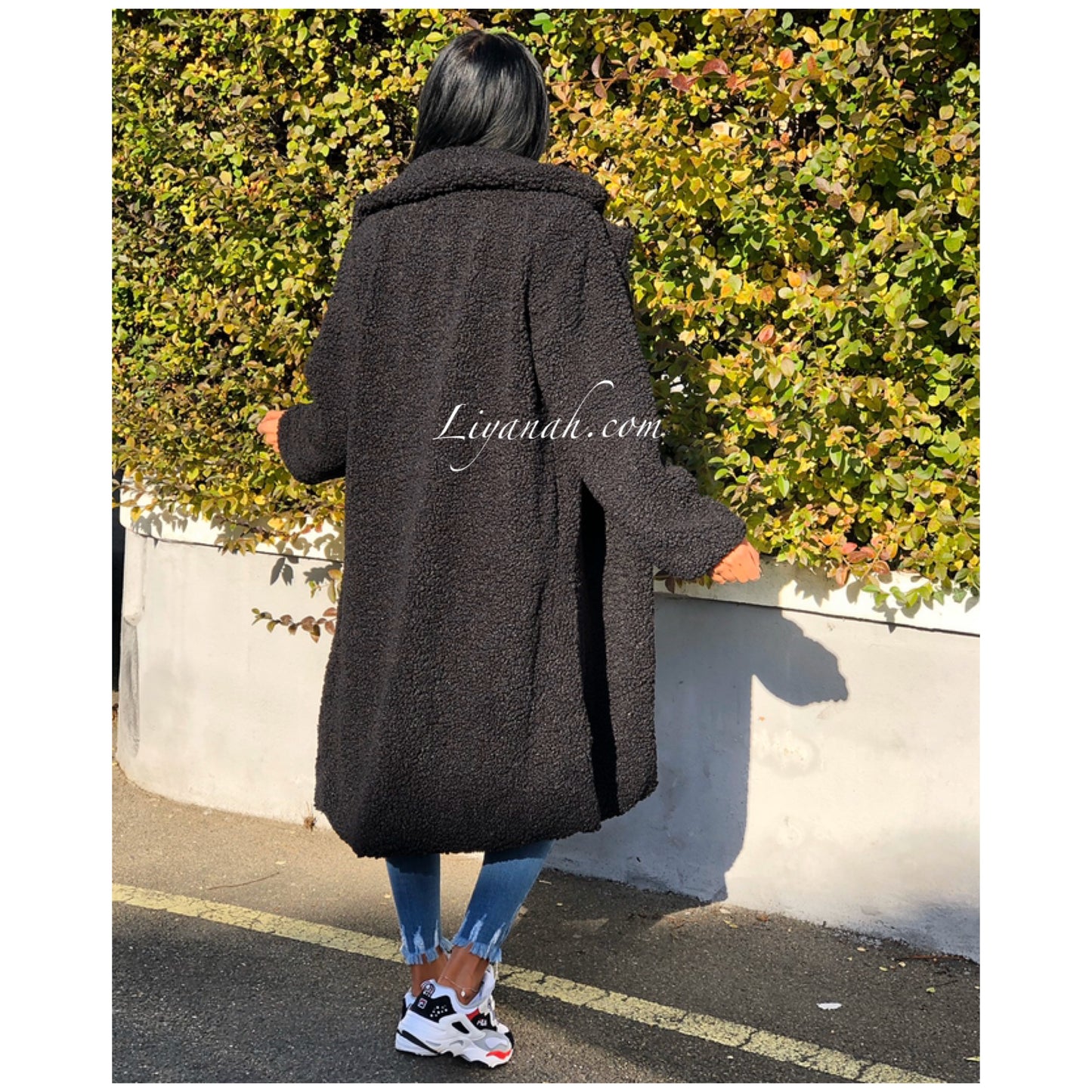 Teddy Coat Long OVERSIZE (COUPE LARGE) Modèle LEANA NOIR