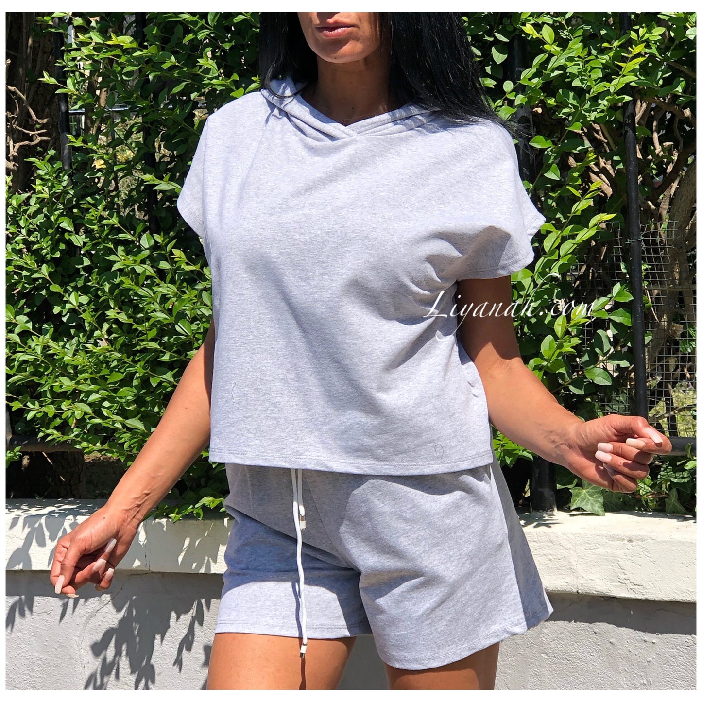 Ensemble Sweat + Short Modèle YANKELA GRIS