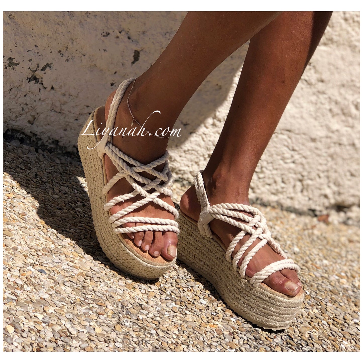 SANDALES COMPENSÉES Modèle KENZA BEIGE