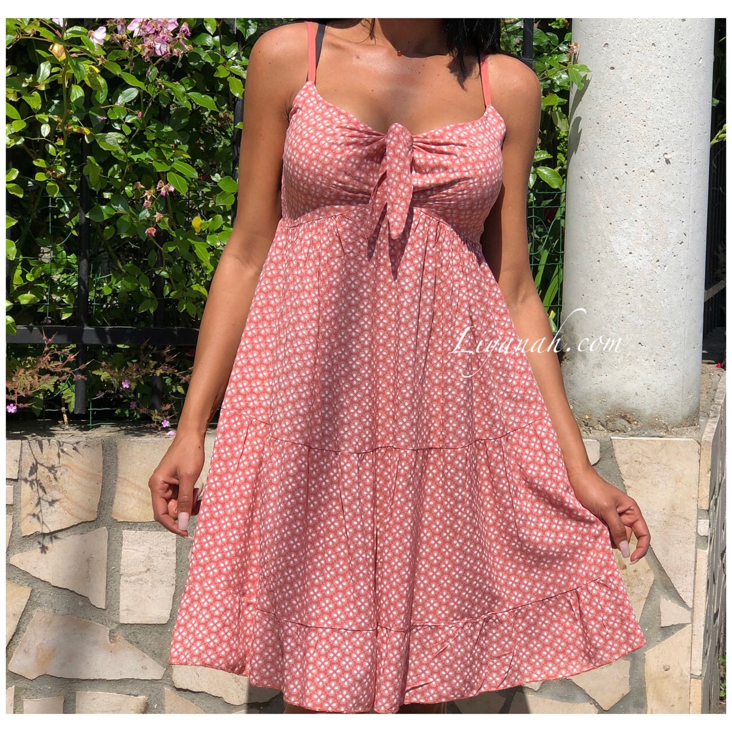 ROBE Courte Modèle ZOUYA ROSE BRIQUE