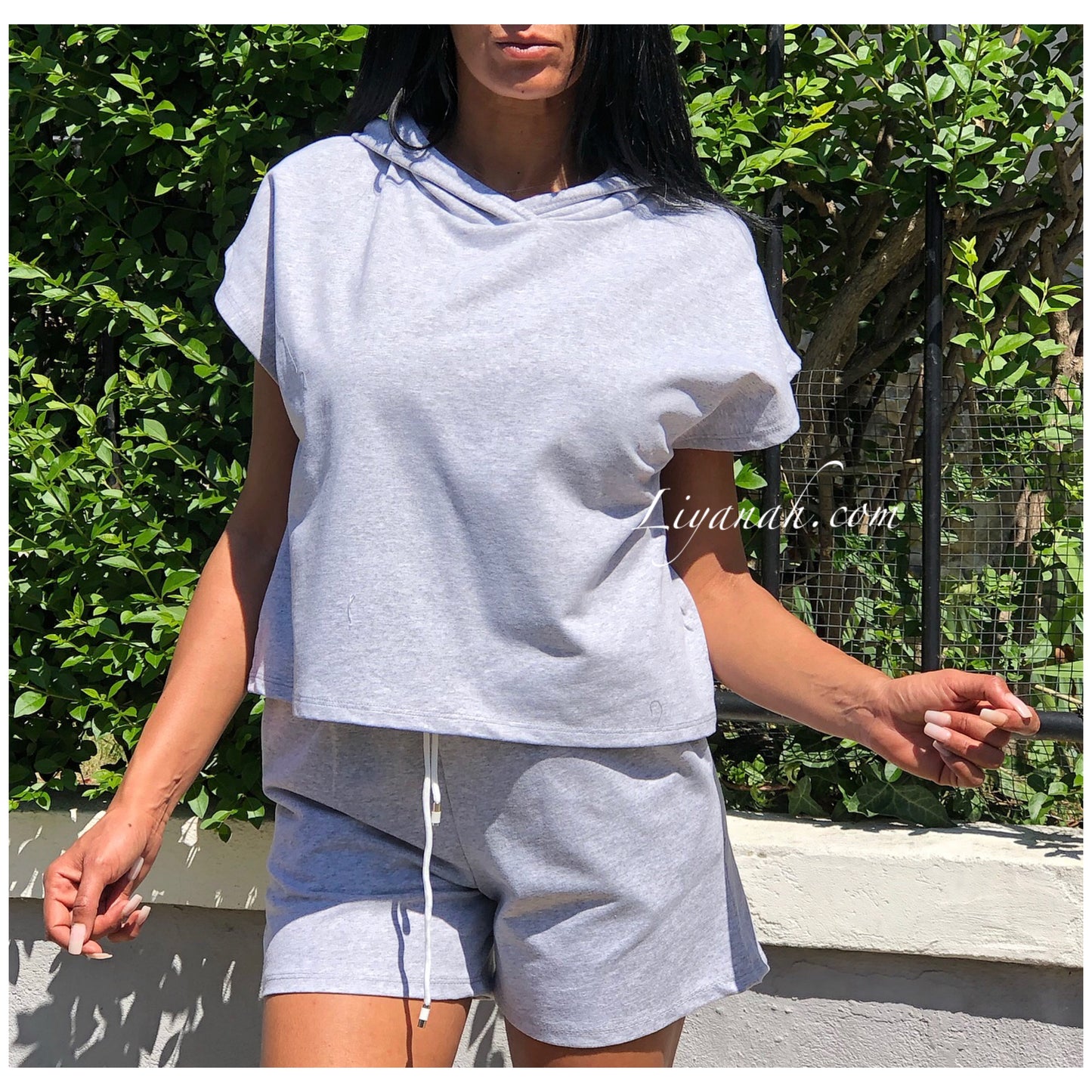 Ensemble Sweat + Short Modèle YANKELA GRIS