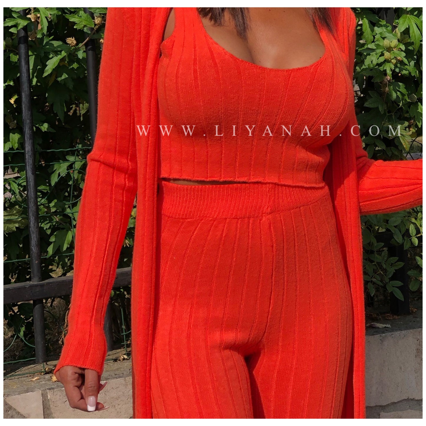 Ensemble Top + Legging + Gilet Modèle ALAYA ORANGE