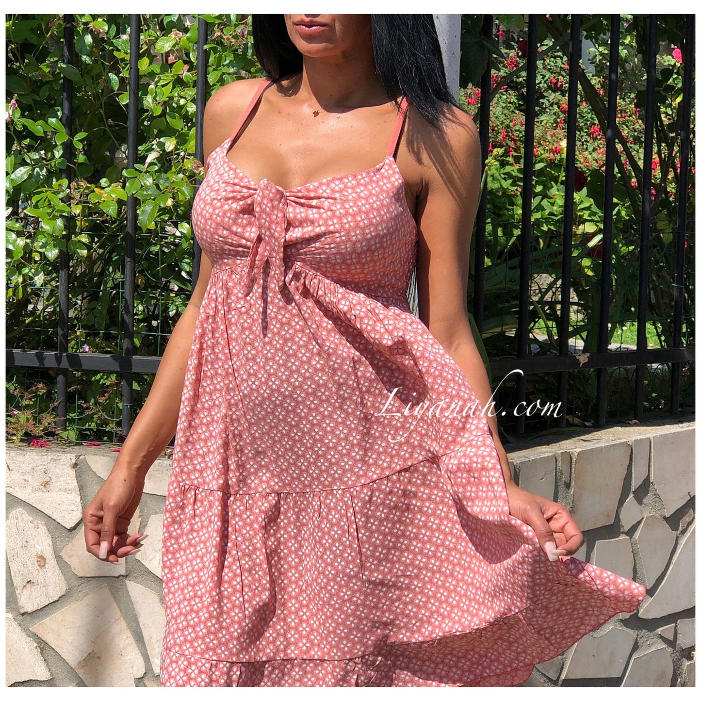 ROBE Courte Modèle ZOUYA ROSE BRIQUE