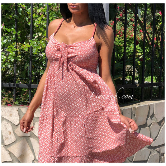 ROBE Courte Modèle ZOUYA ROSE BRIQUE