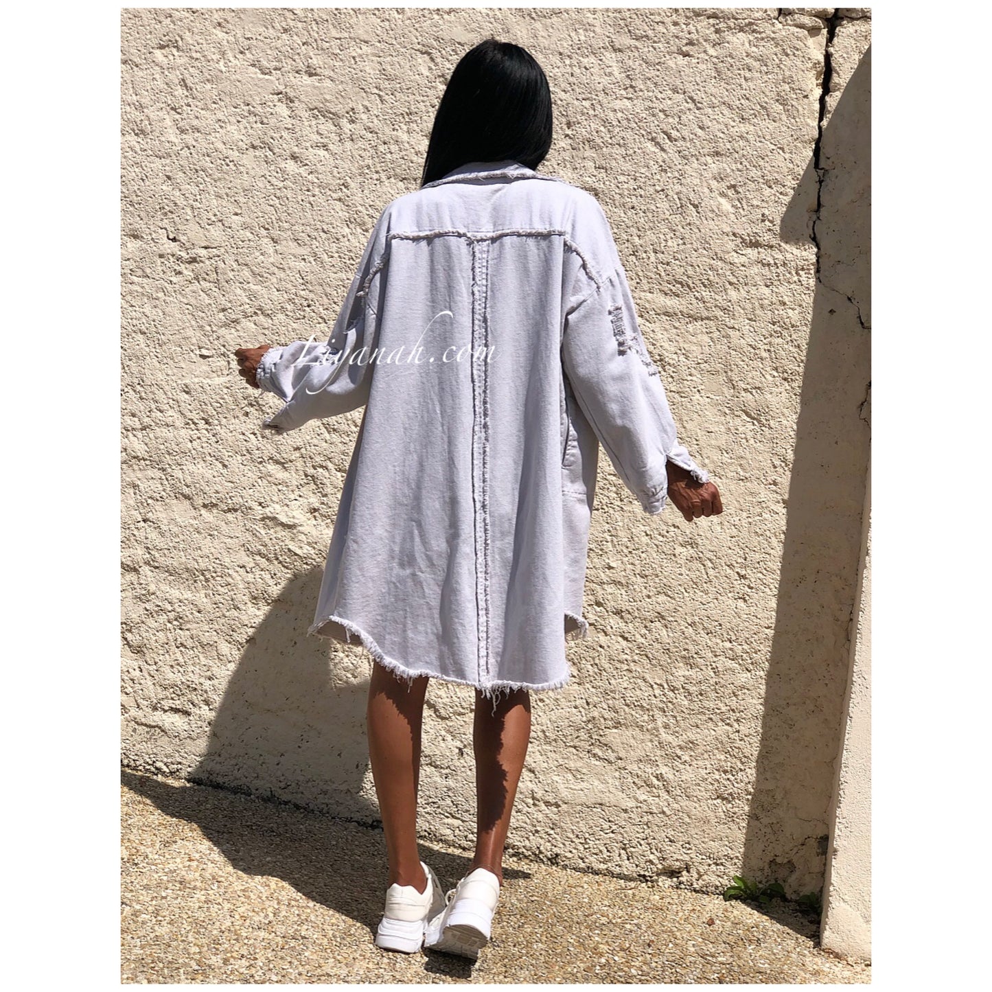 CHEMISE Longue (Style Robe) Modèle BAO GRIS CLAIR