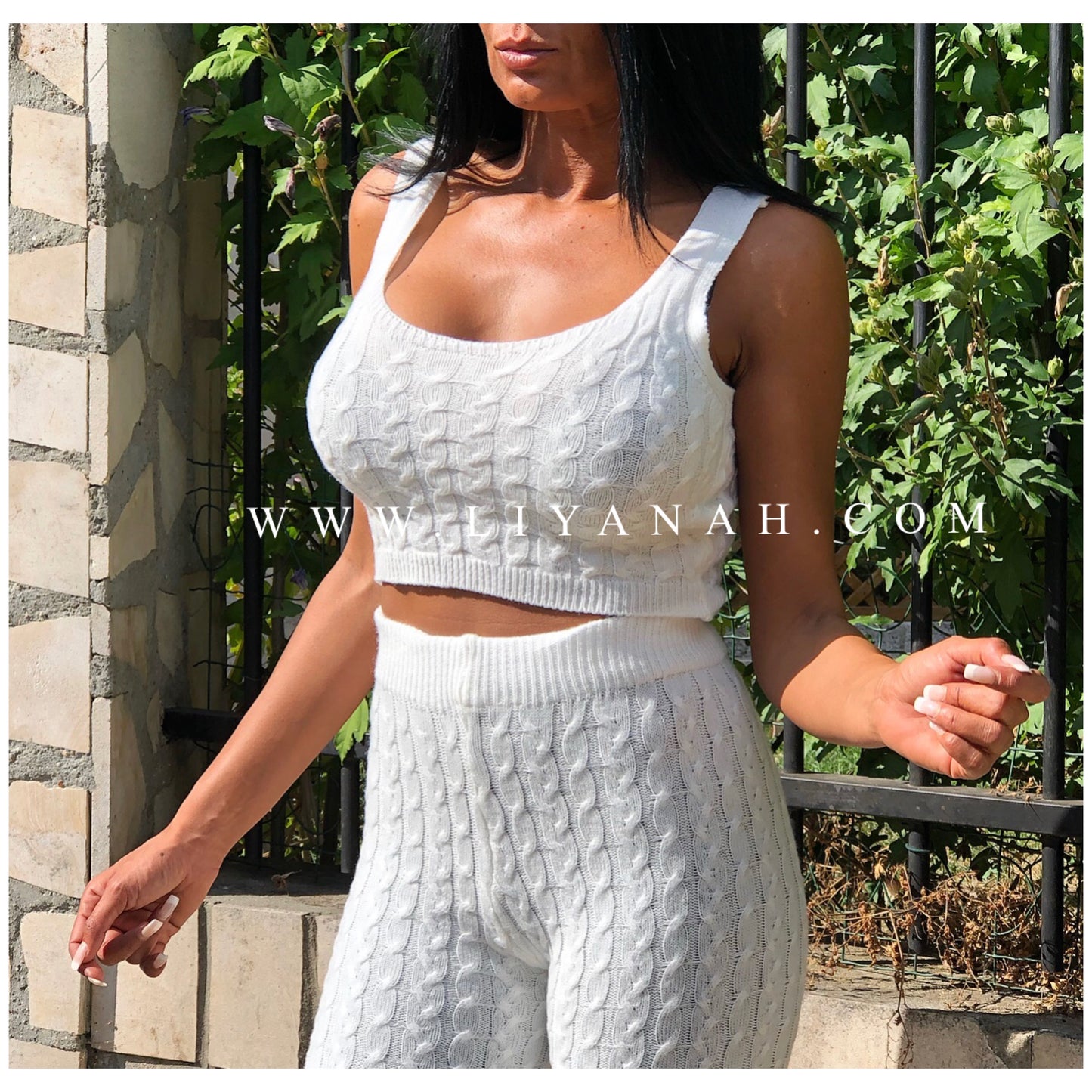 Ensemble Crop Top + Legging Modèle SVANA BLANC