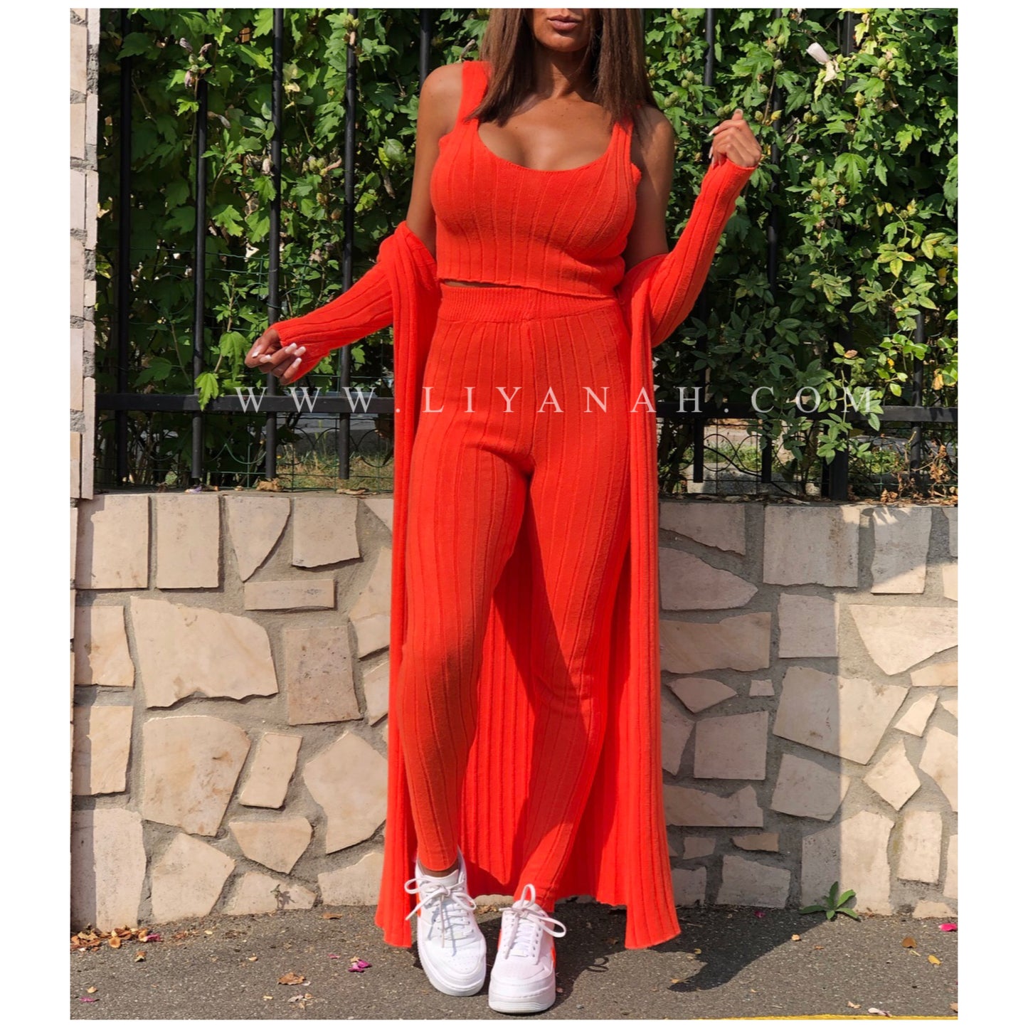 Ensemble Top + Legging + Gilet Modèle ALAYA ORANGE