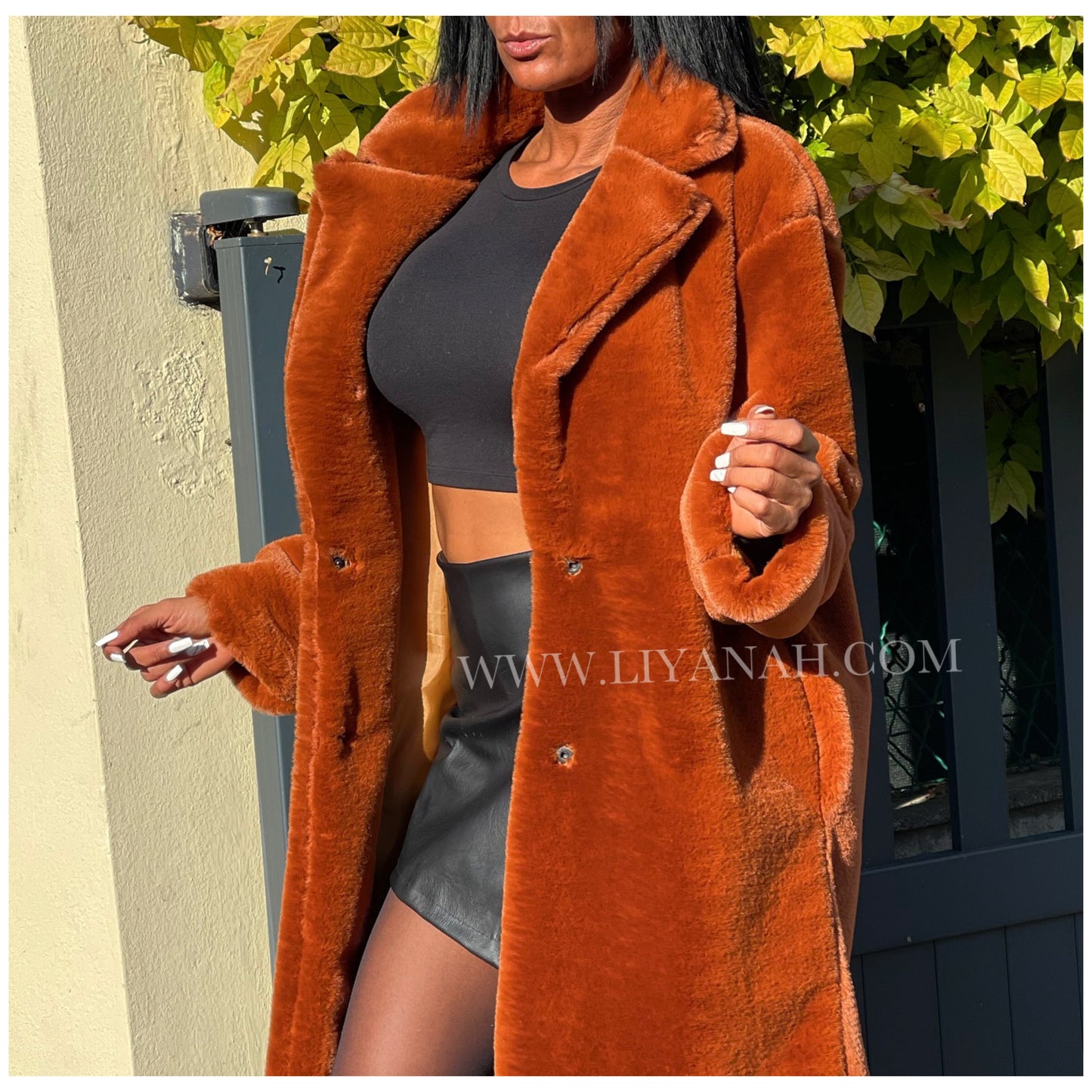 MANTEAU FAUSSE FOURRURE CHOCOLAT Modèle VENYSA