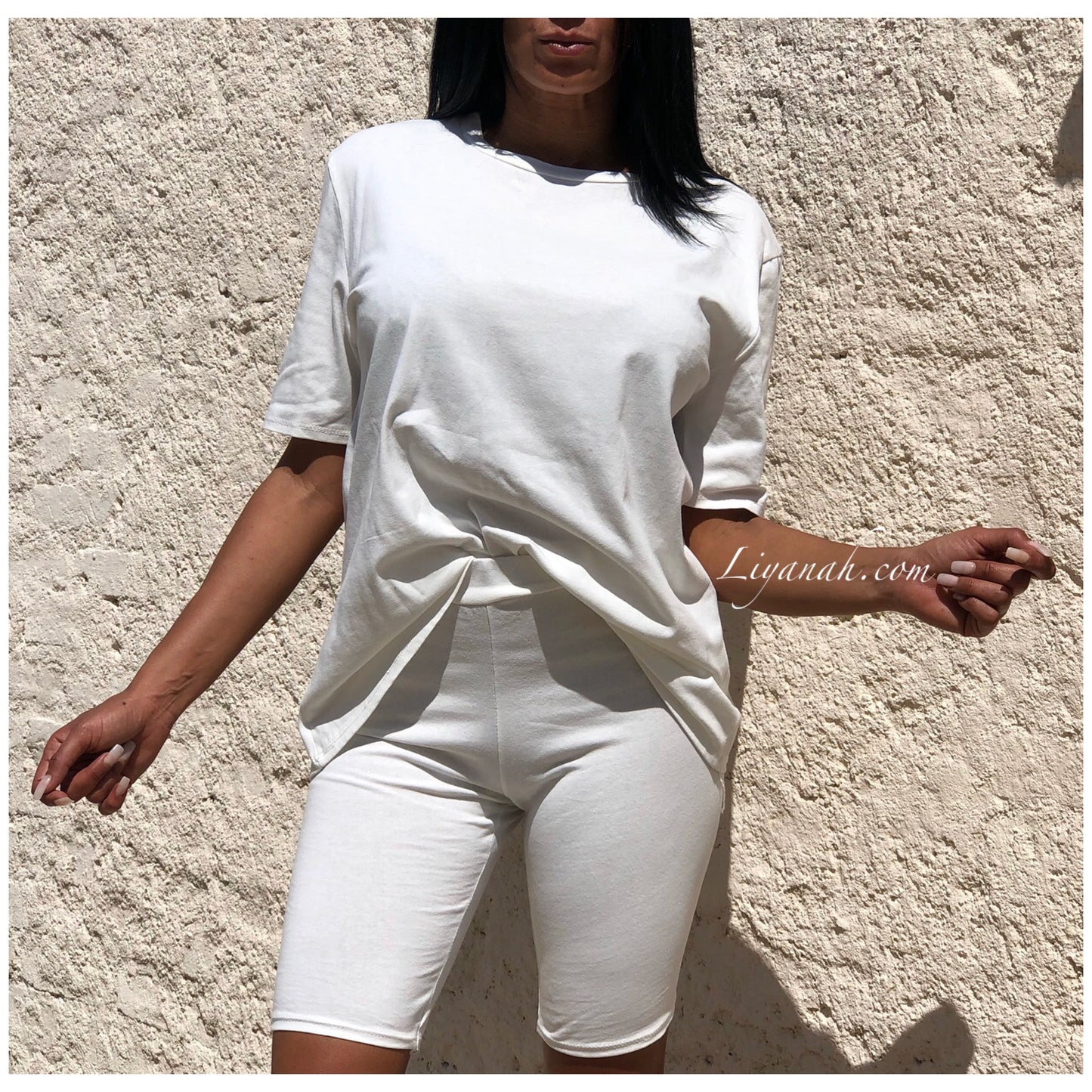 Ensemble T-shirt + Cycliste Modèle ADELA BLANC