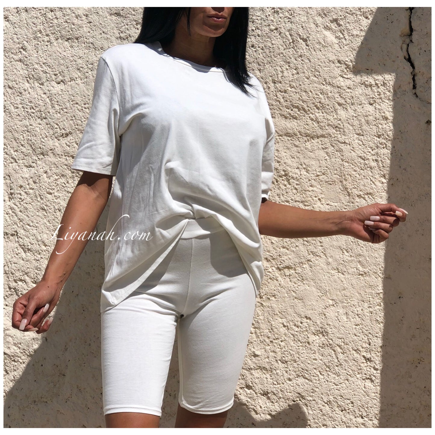 Ensemble T-shirt + Cycliste Modèle ADELA BLANC