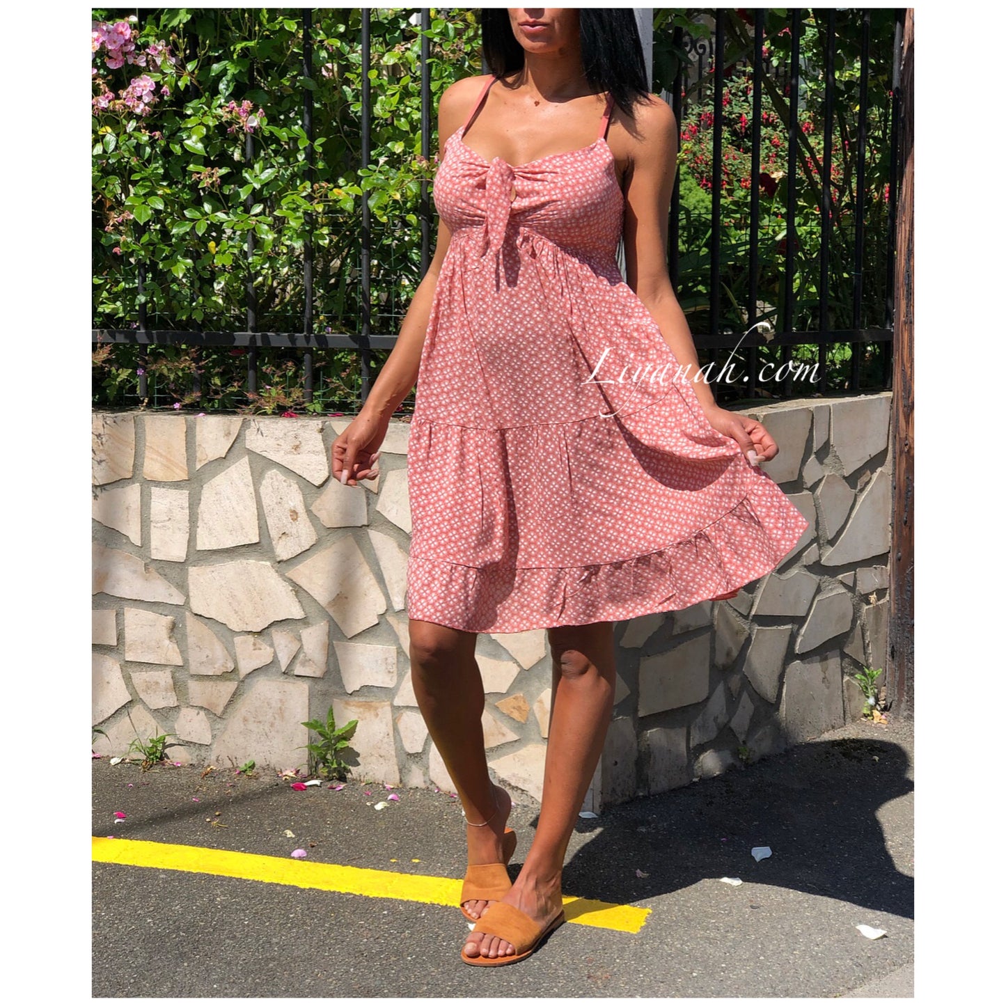 ROBE Courte Modèle ZOUYA ROSE BRIQUE