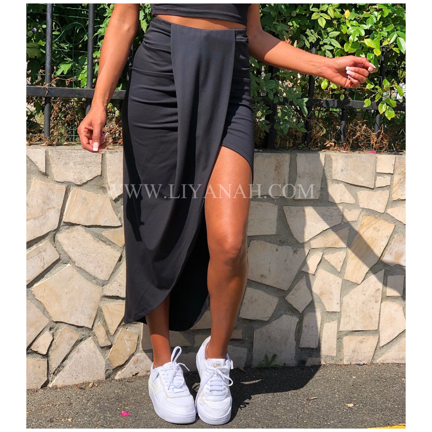 Ensemble Crop Top + Jupe  Modèle CIARA NOIR, BLANC ou LAVANDE