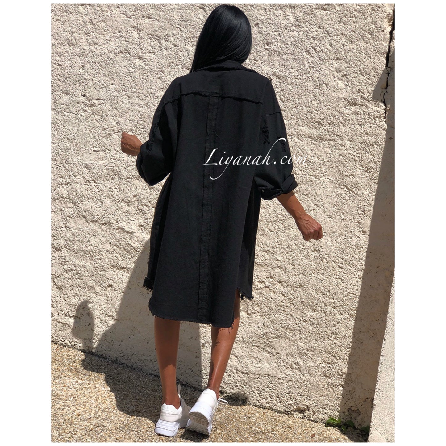 CHEMISE Longue (Style Robe) Modèle BAO NOIR