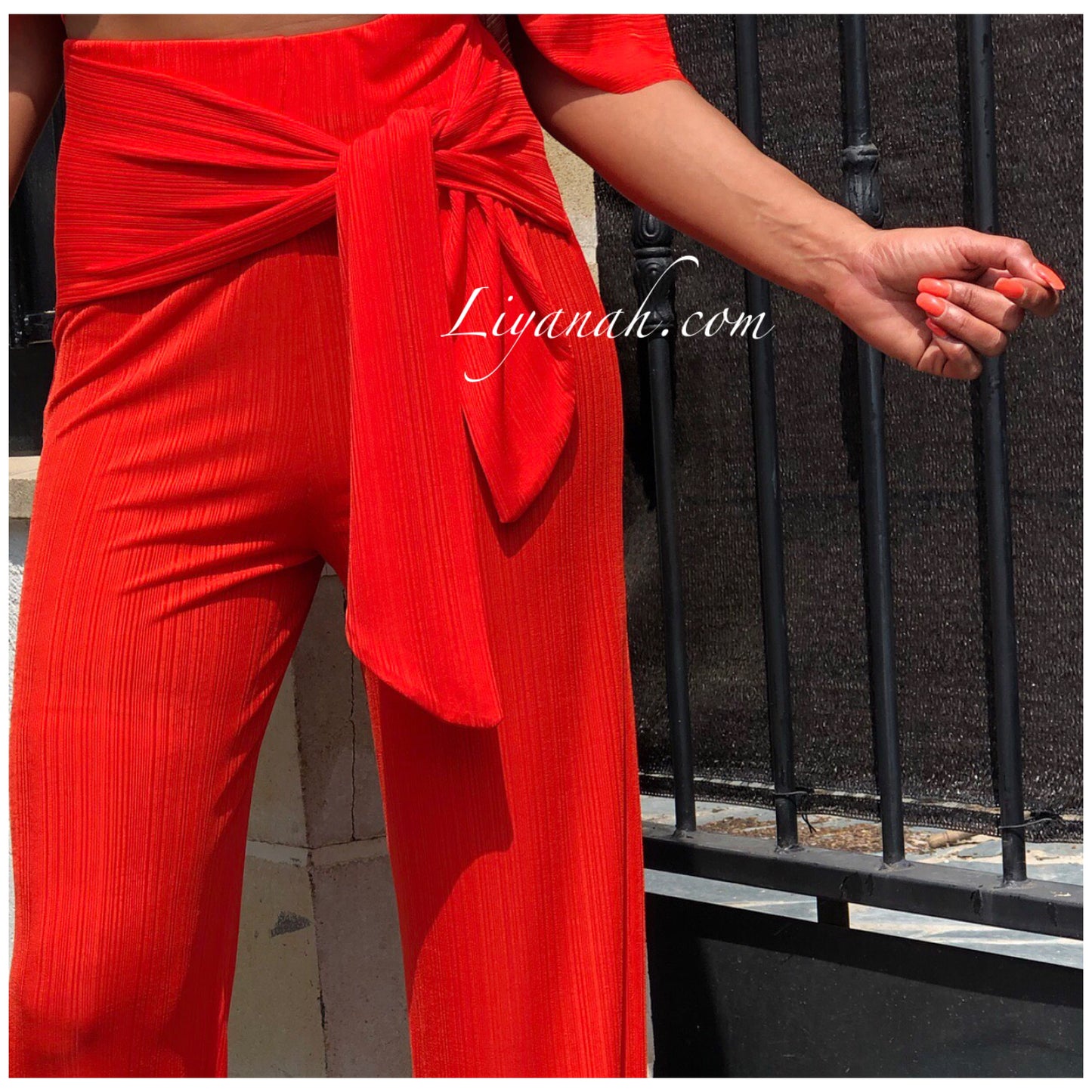 Ensemble Crop Top + Pantalon Modèle AYATI Orange