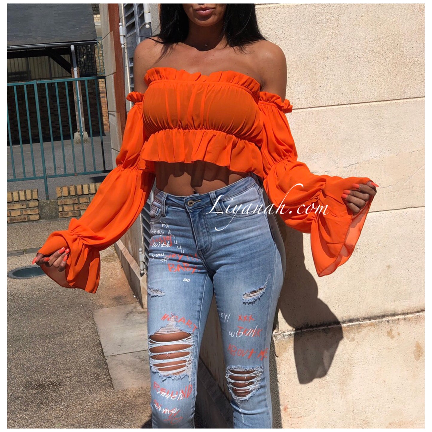 Crop Top Modèle ZERA ORANGE