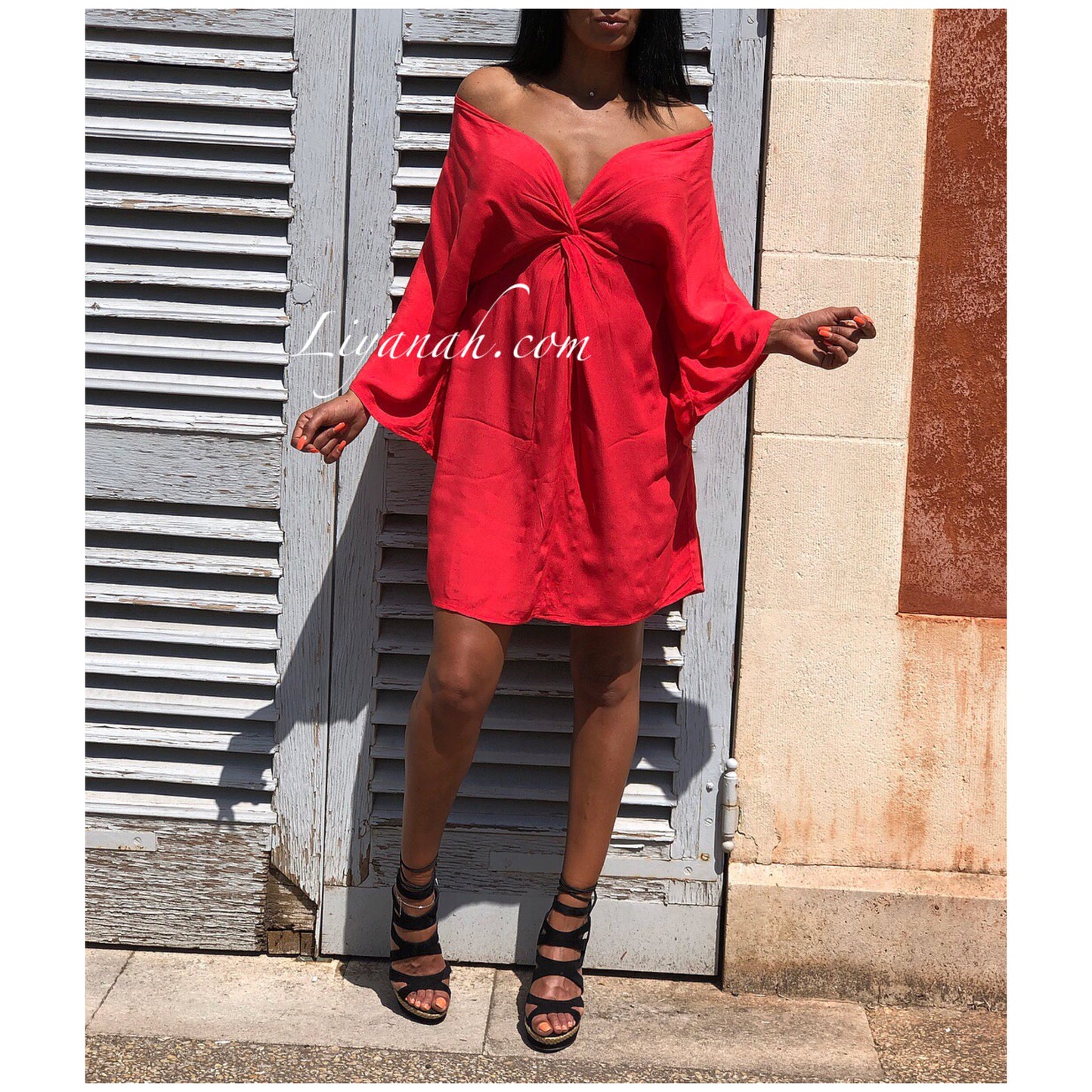 Robe Courte Modèle YELYNA ROUGE/ORANGE