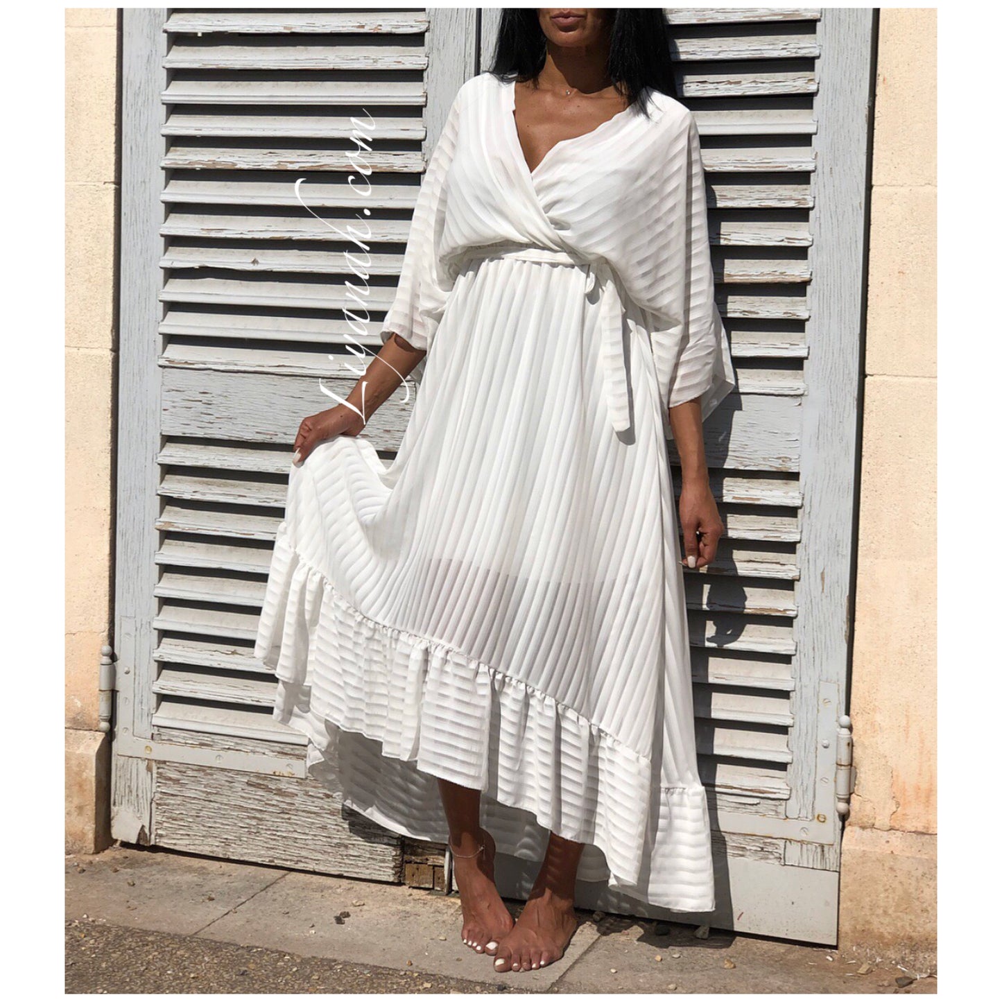 Robe Longue Modèle MAEGAN BLANC