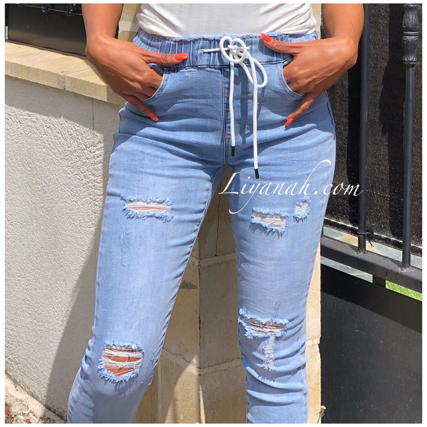 Jean / Jegging Skinny Modèle GAYA LIGHT BLUE Taille MI-HAUTE