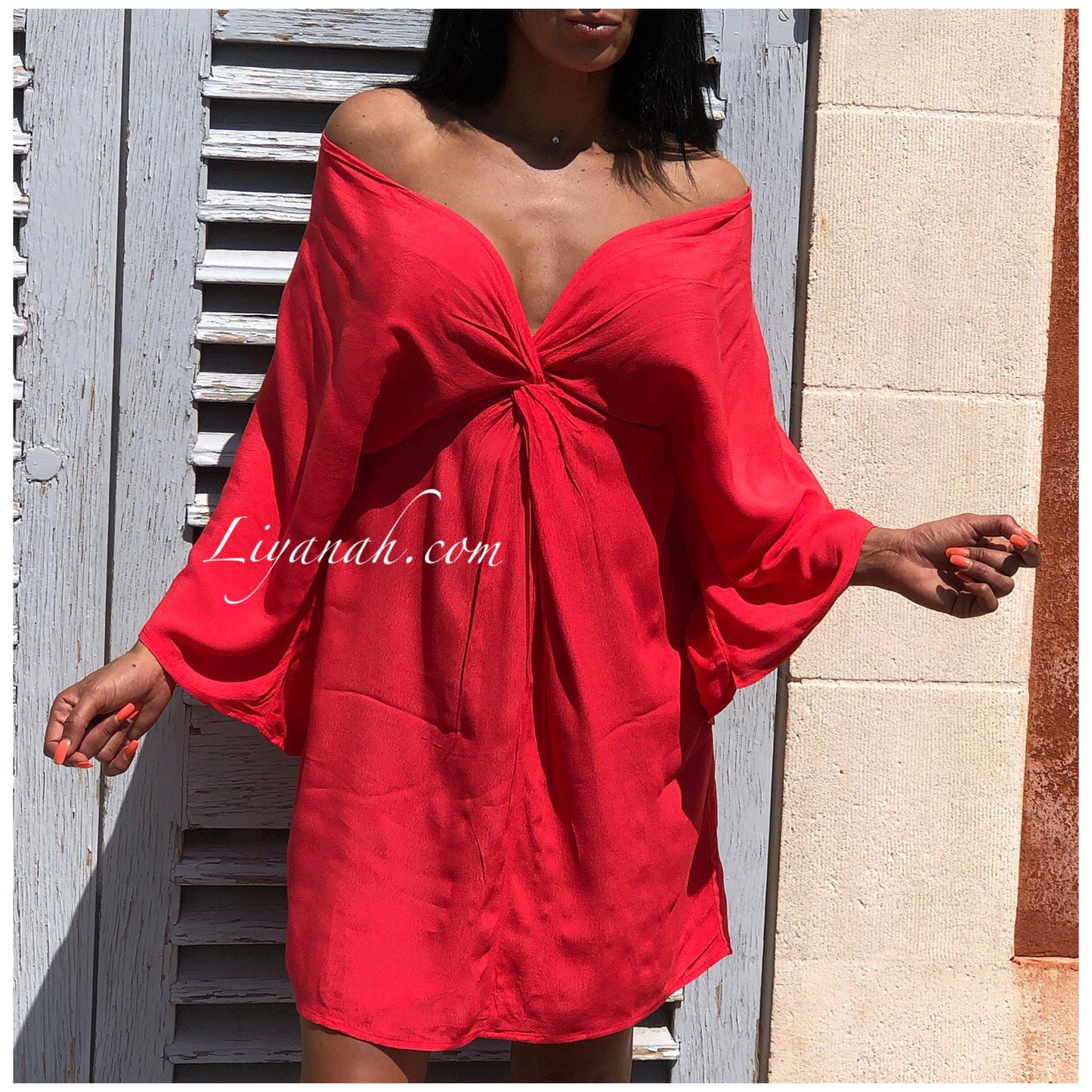 Robe Courte Modèle YELYNA ROUGE/ORANGE