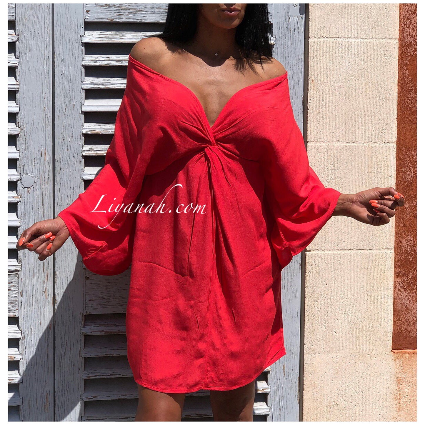 Robe Courte Modèle YELYNA ROUGE/ORANGE