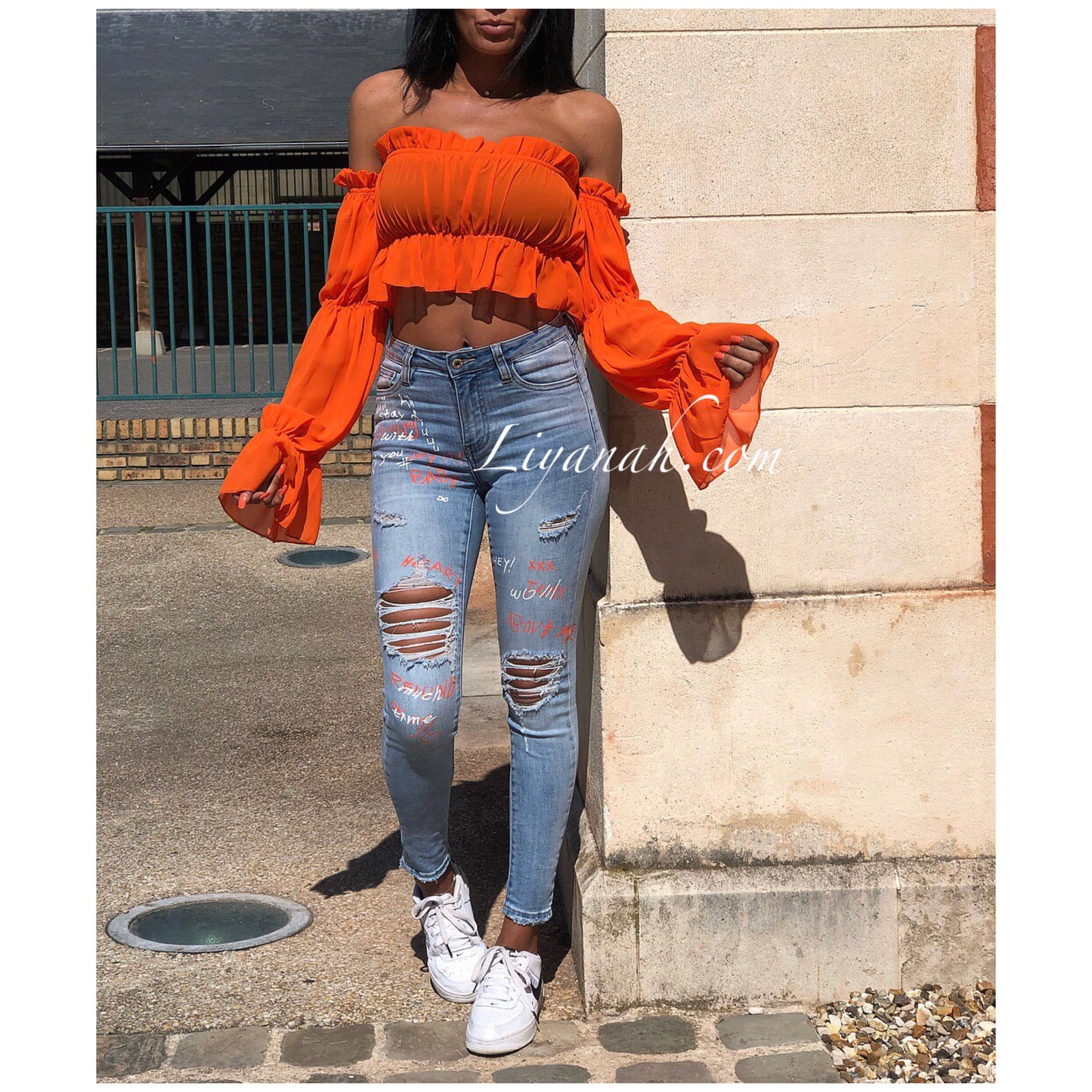 Crop Top Modèle ZERA ORANGE